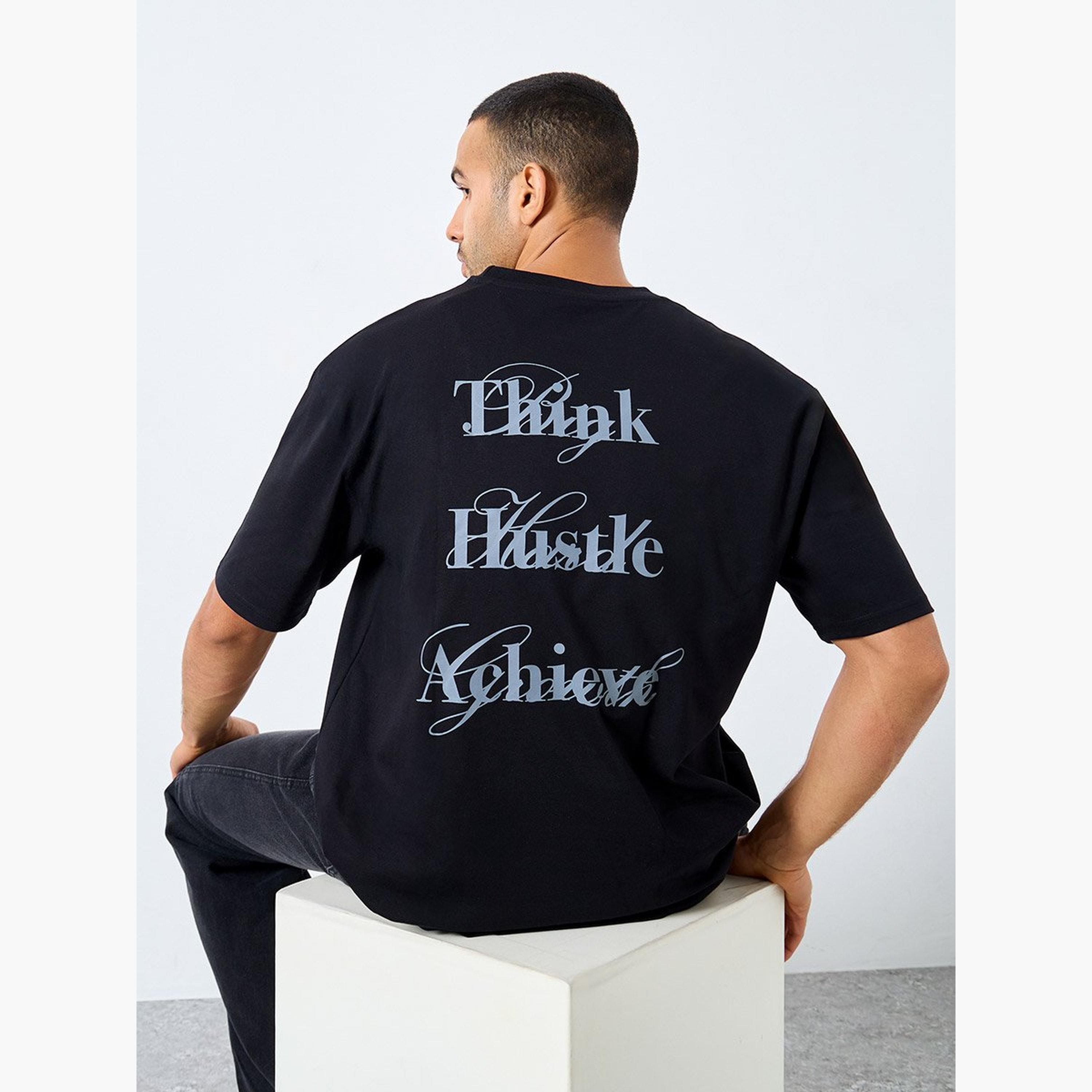 Styli Men Black Text Printed Oversized Jersey T-Shirt-men-clothing-tshirtsandpolos-tshirts-image-2