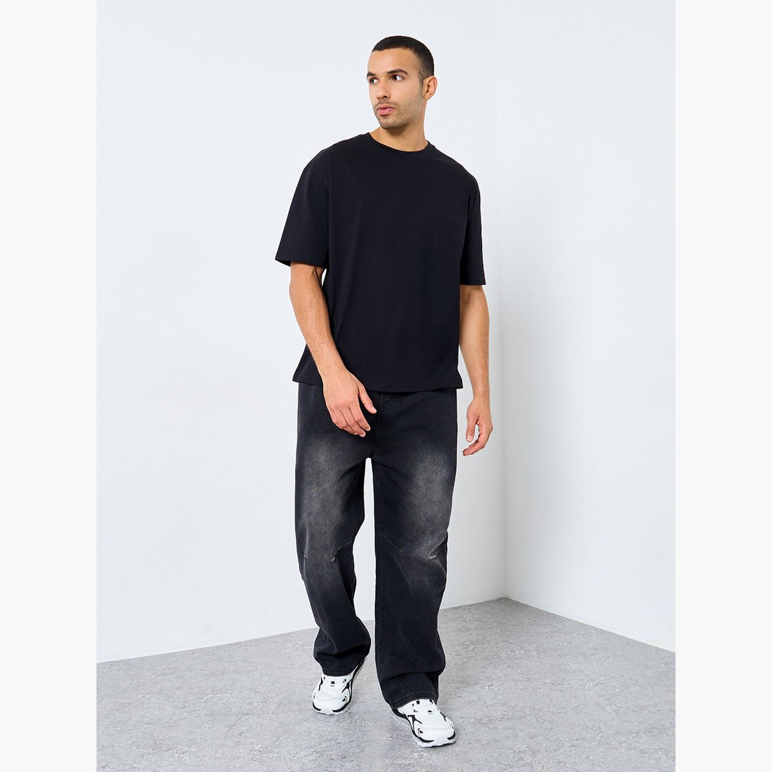 Styli Men Black Text Printed Oversized Jersey T-Shirt-men-clothing-tshirtsandpolos-tshirts-image-3