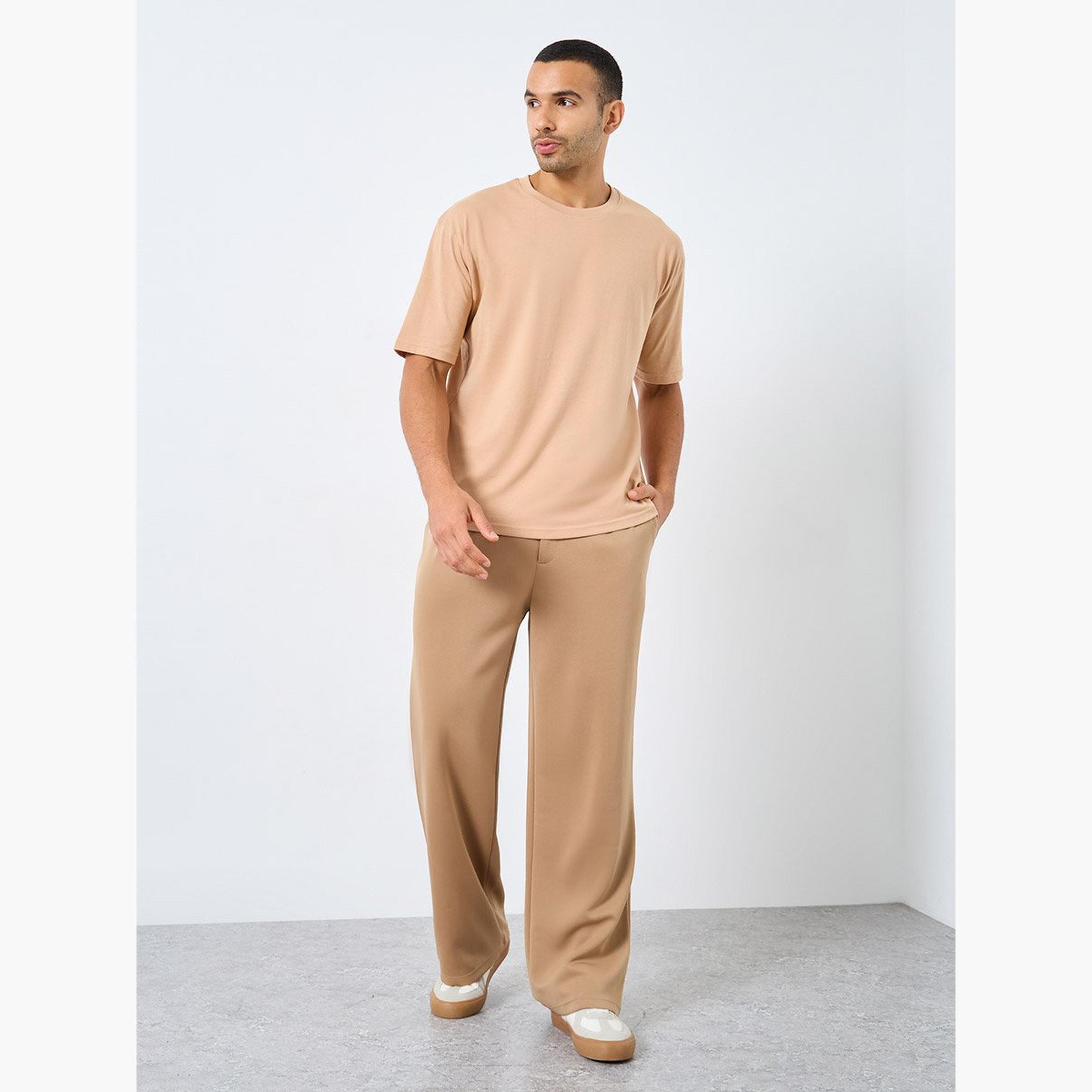 Styli Men Beige Text Printed Oversized Jersey T-Shirt-men-clothing-tshirtsandpolos-tshirts-image-3