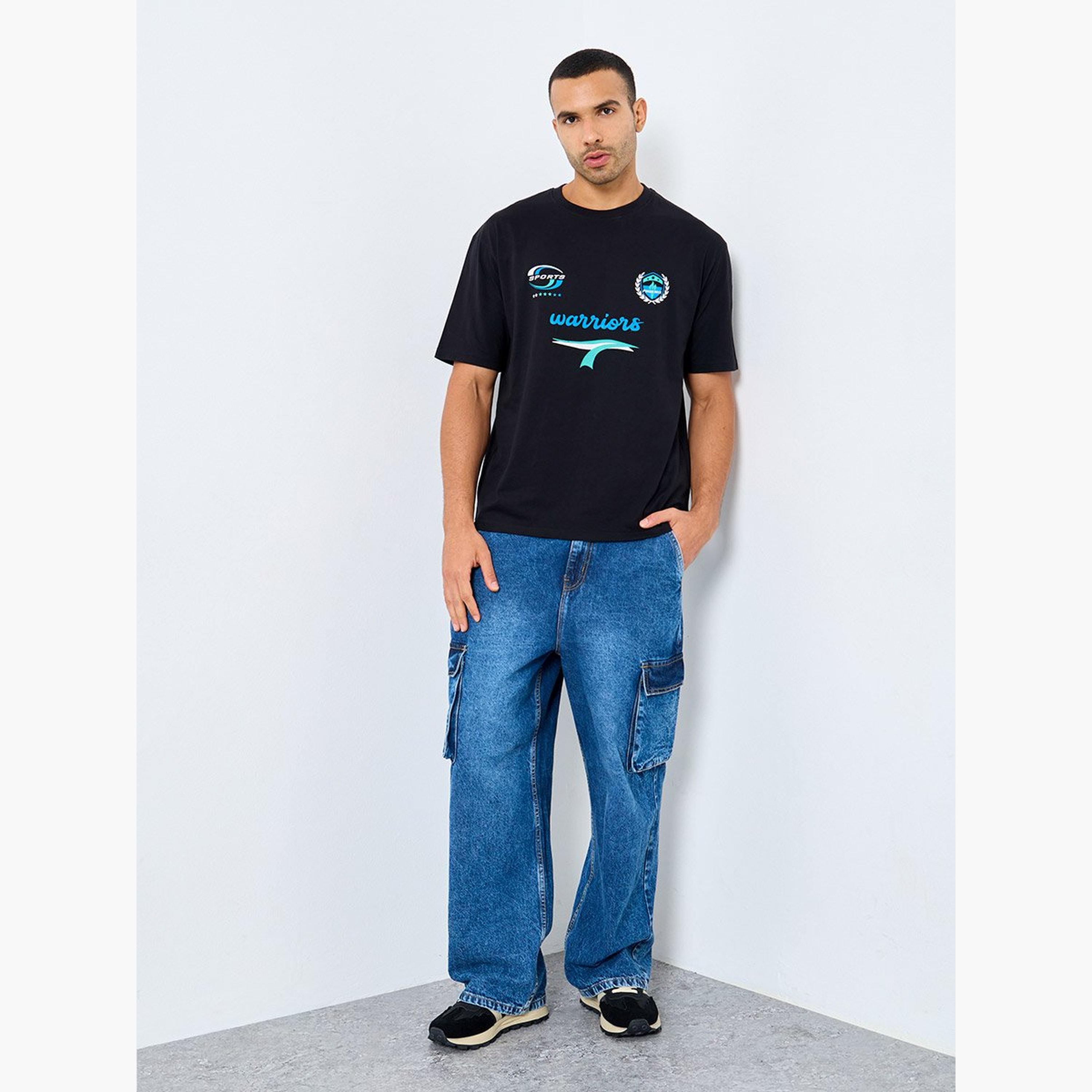 Styli Men Black Oversized Graphic Print Jersey T-Shirt-men-clothing-tshirtsandpolos-tshirts-image-2