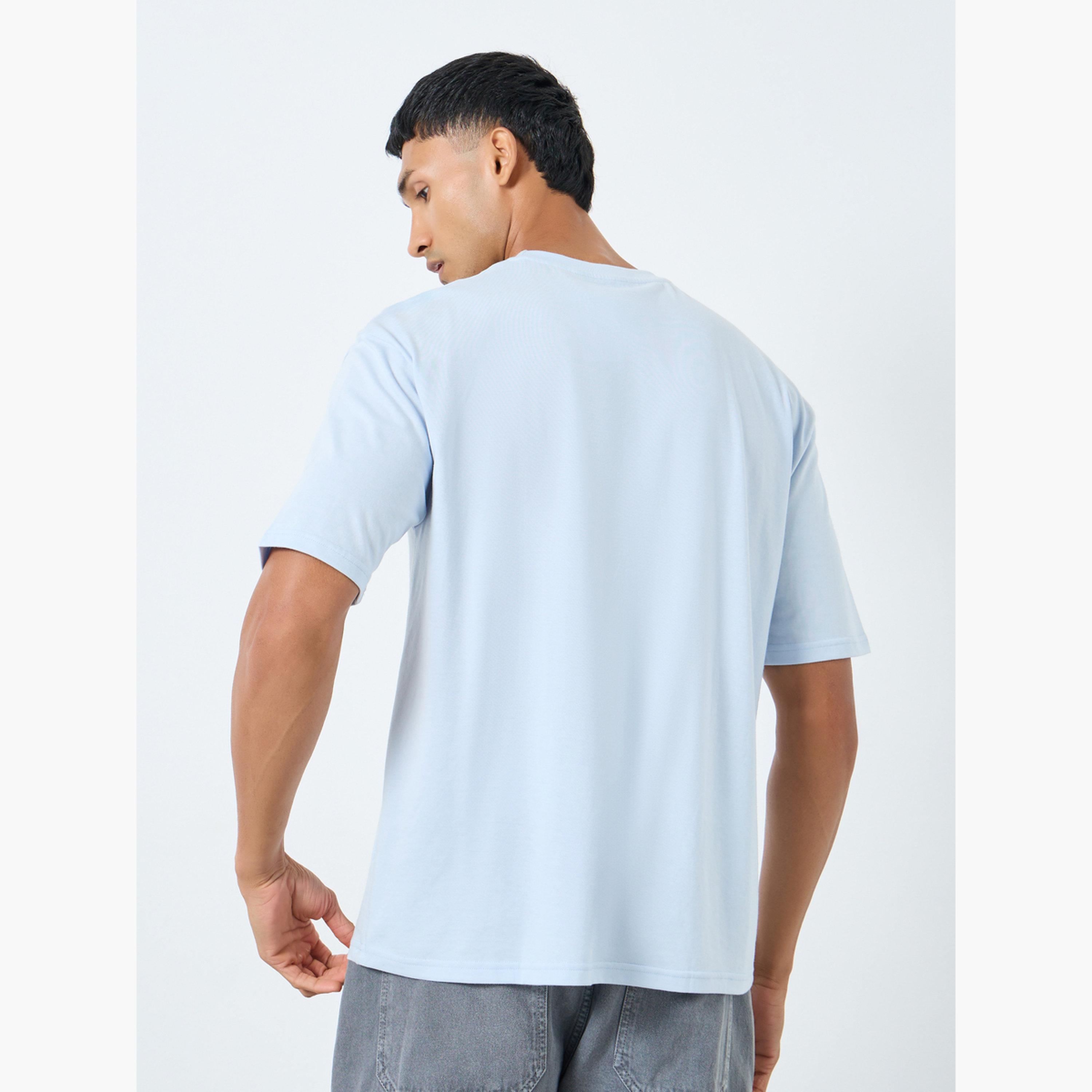 Styli Men Light Blue Graphic Print Oversized T-Shirt-men-clothing-tshirtsandpolos-tshirts-image-3