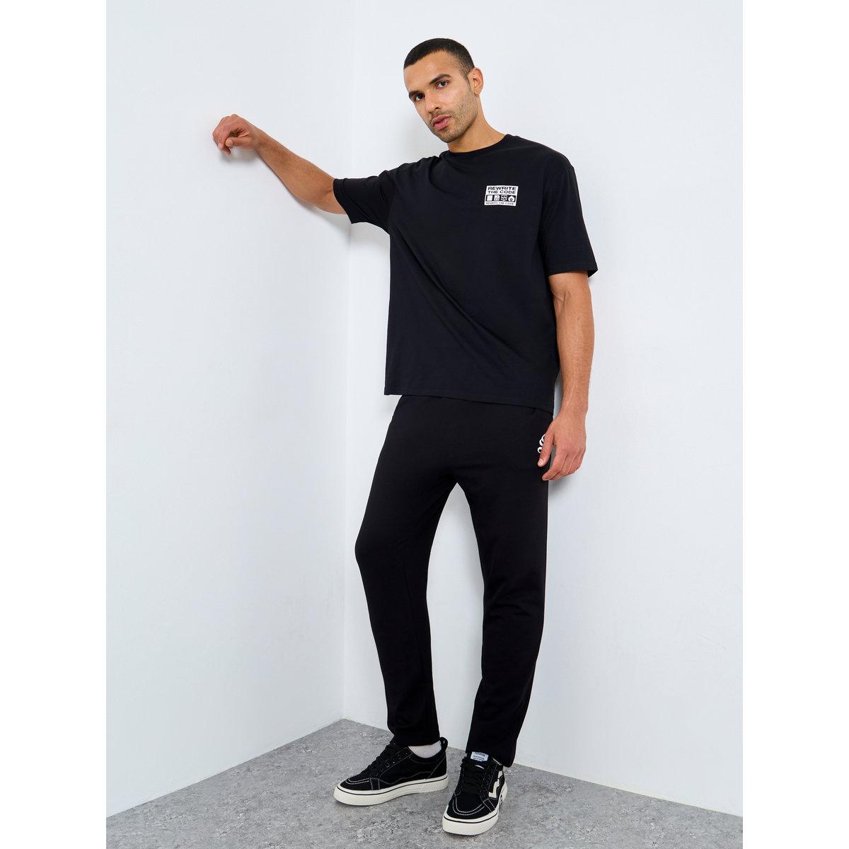 Styli Men Black Oversized Graphic Print Jersey T-Shirt-men-clothing-tshirtsandpolos-tshirts-image-3