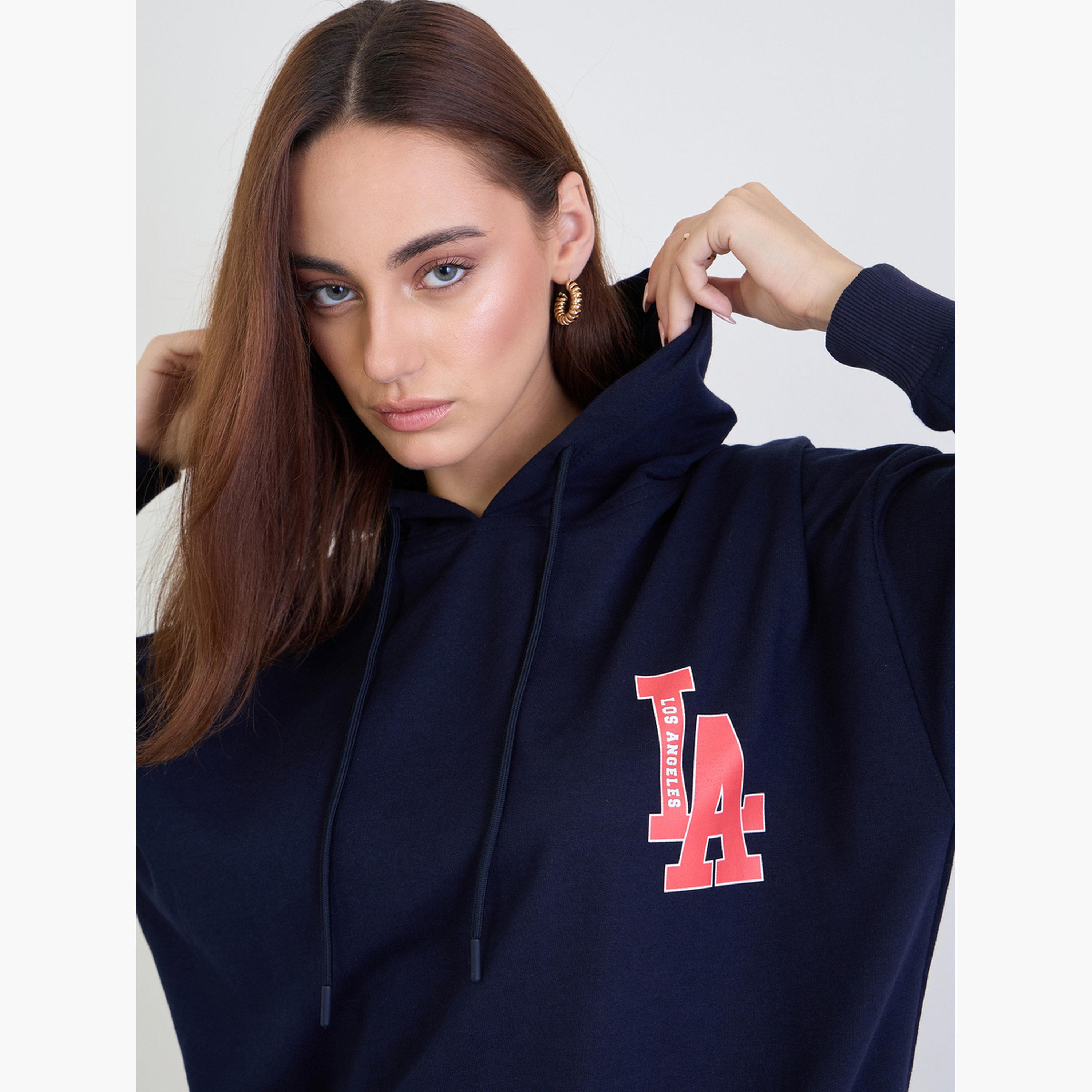 ستايلي - طقم هودي وبنطال رياضي حجم كبير لون أزرق الداكن-women-clothing-coordsets-image-2