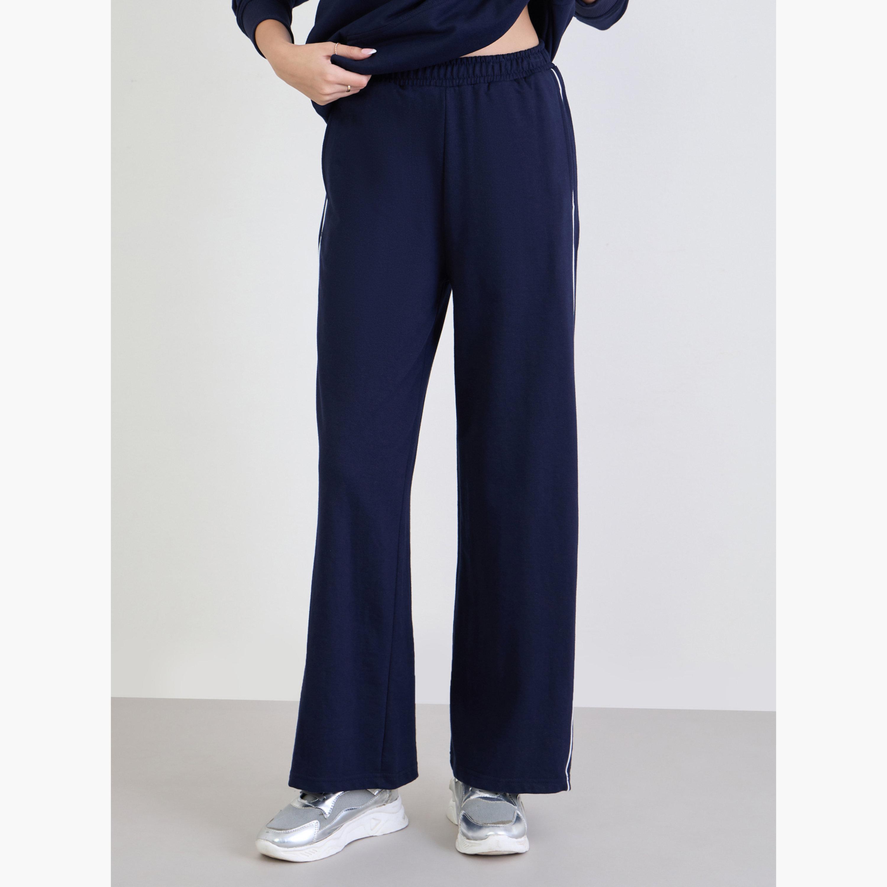 Styli Navy Blue Oversized Longline Hoodie and Joggers Co-Ords-women-clothing-coordsets-image-4