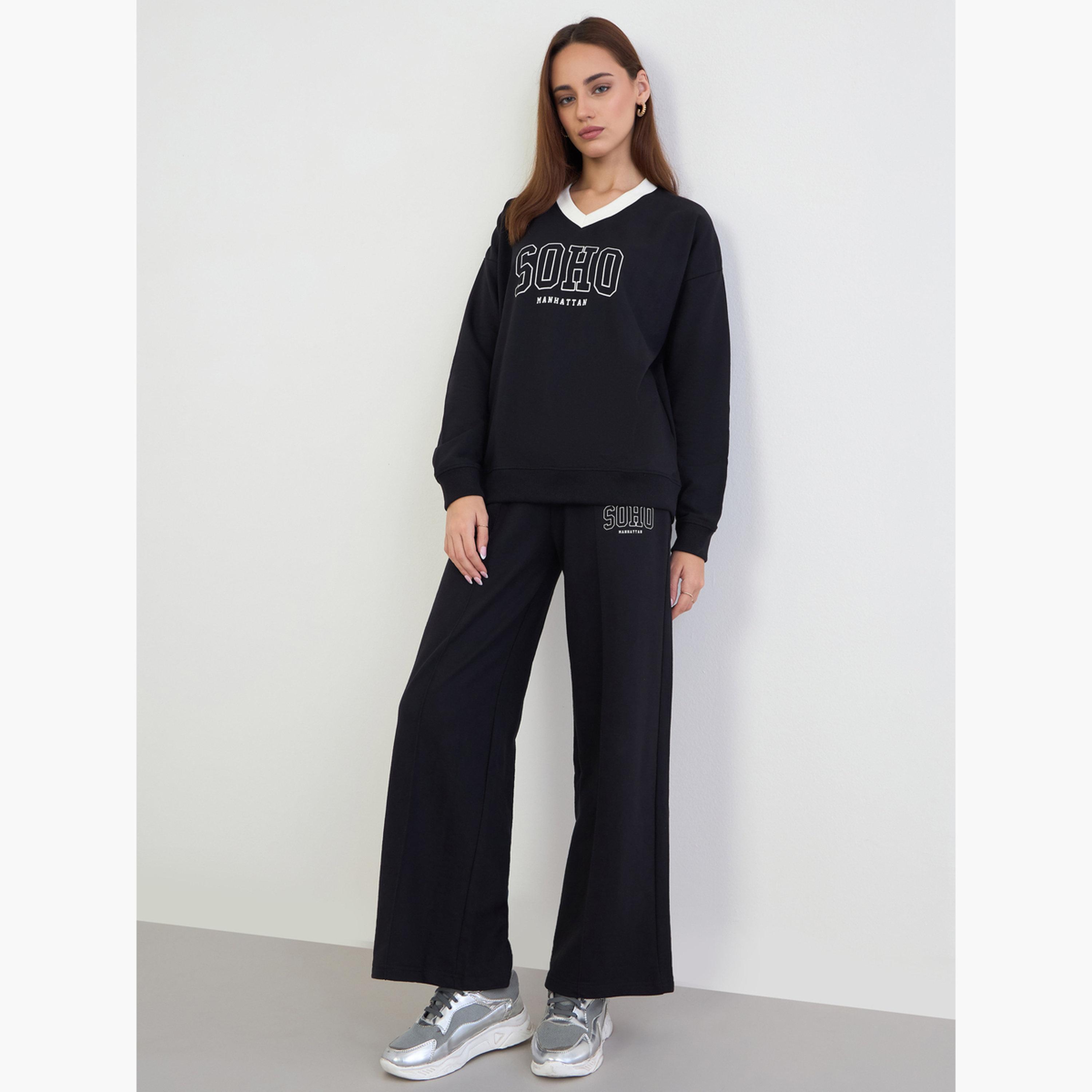 Styli Women Oversized Regular Length Sweatshirt and Joggers Co-Ords-women-clothing-coordsets-image-1