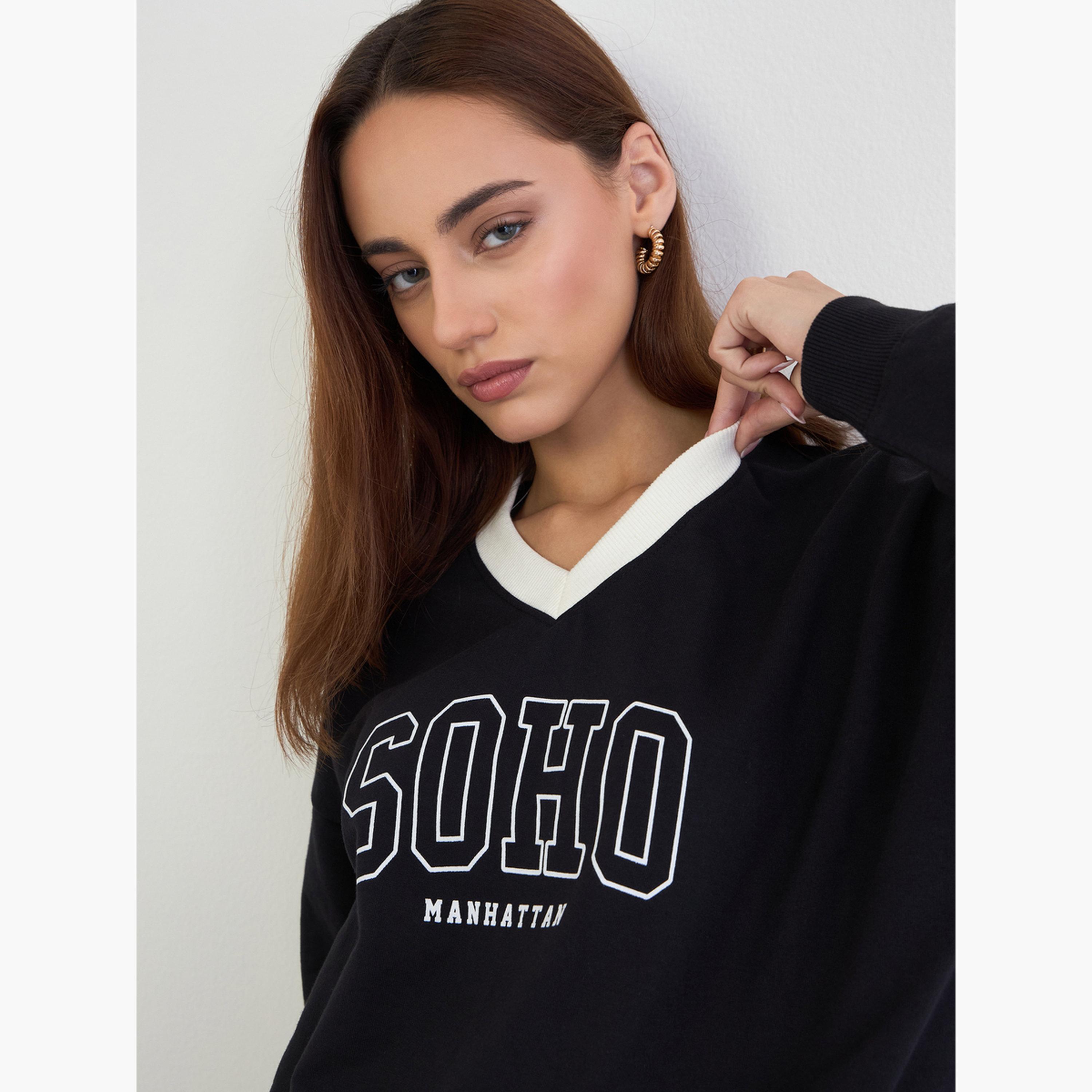 Styli Women Oversized Regular Length Sweatshirt and Joggers Co-Ords-women-clothing-coordsets-image-3