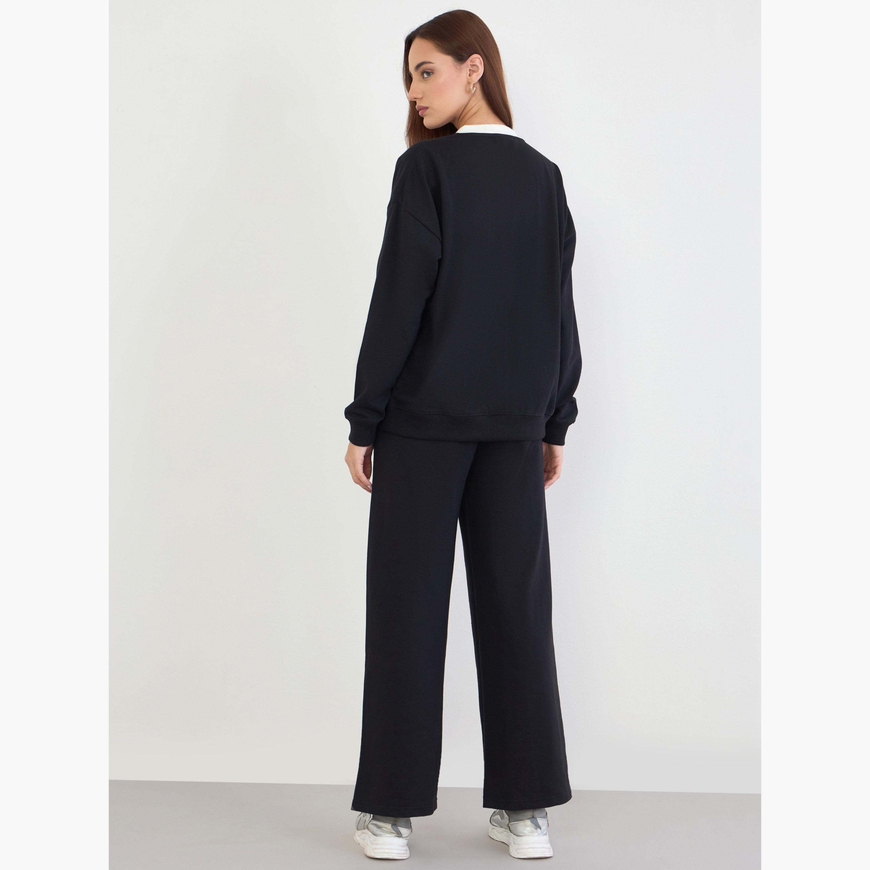 Styli Women Oversized Regular Length Sweatshirt and Joggers Co-Ords-women-clothing-coordsets-image-4