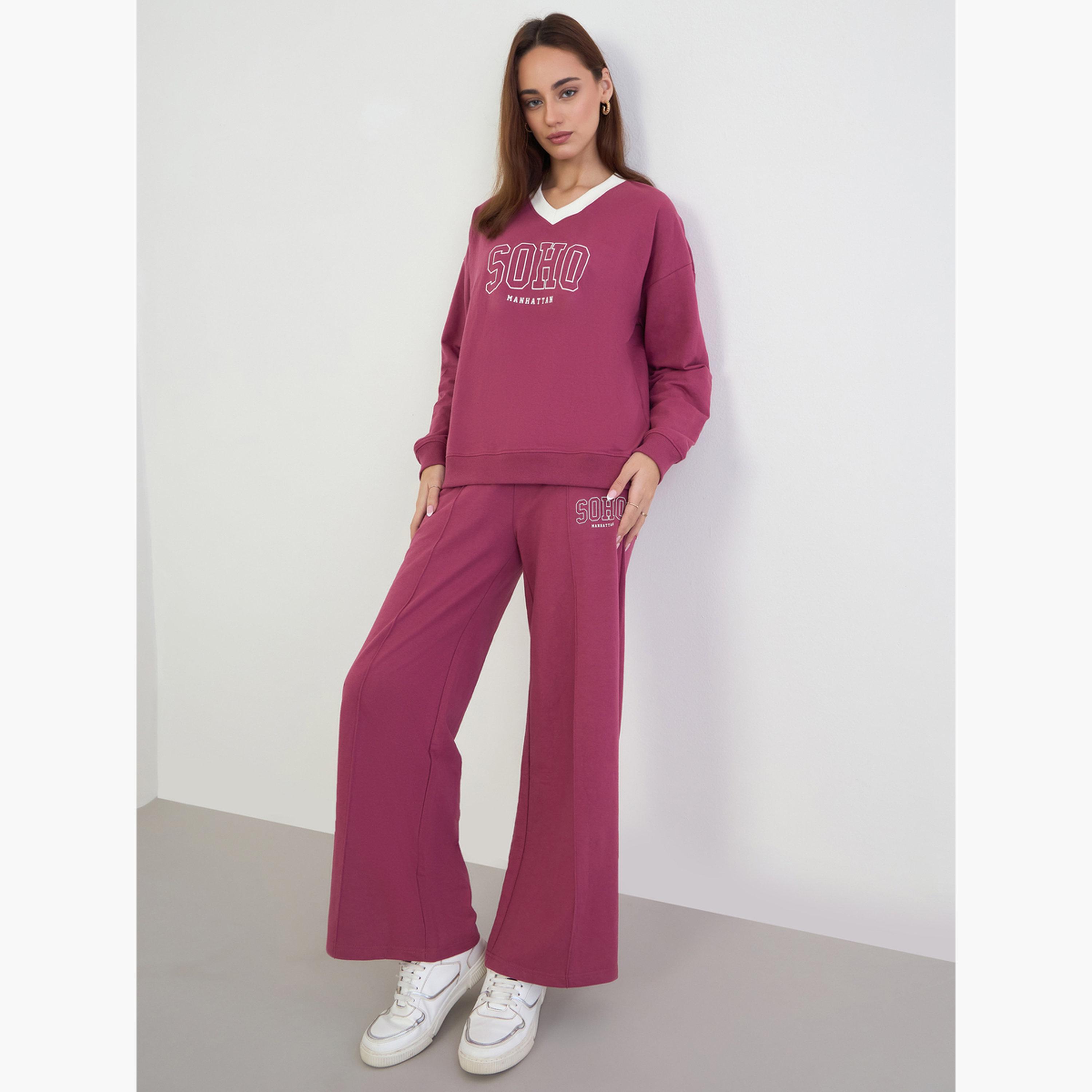 Styli Women Oversized Regular Length Sweatshirt and Joggers Co-Ords-women-clothing-coordsets-image-1