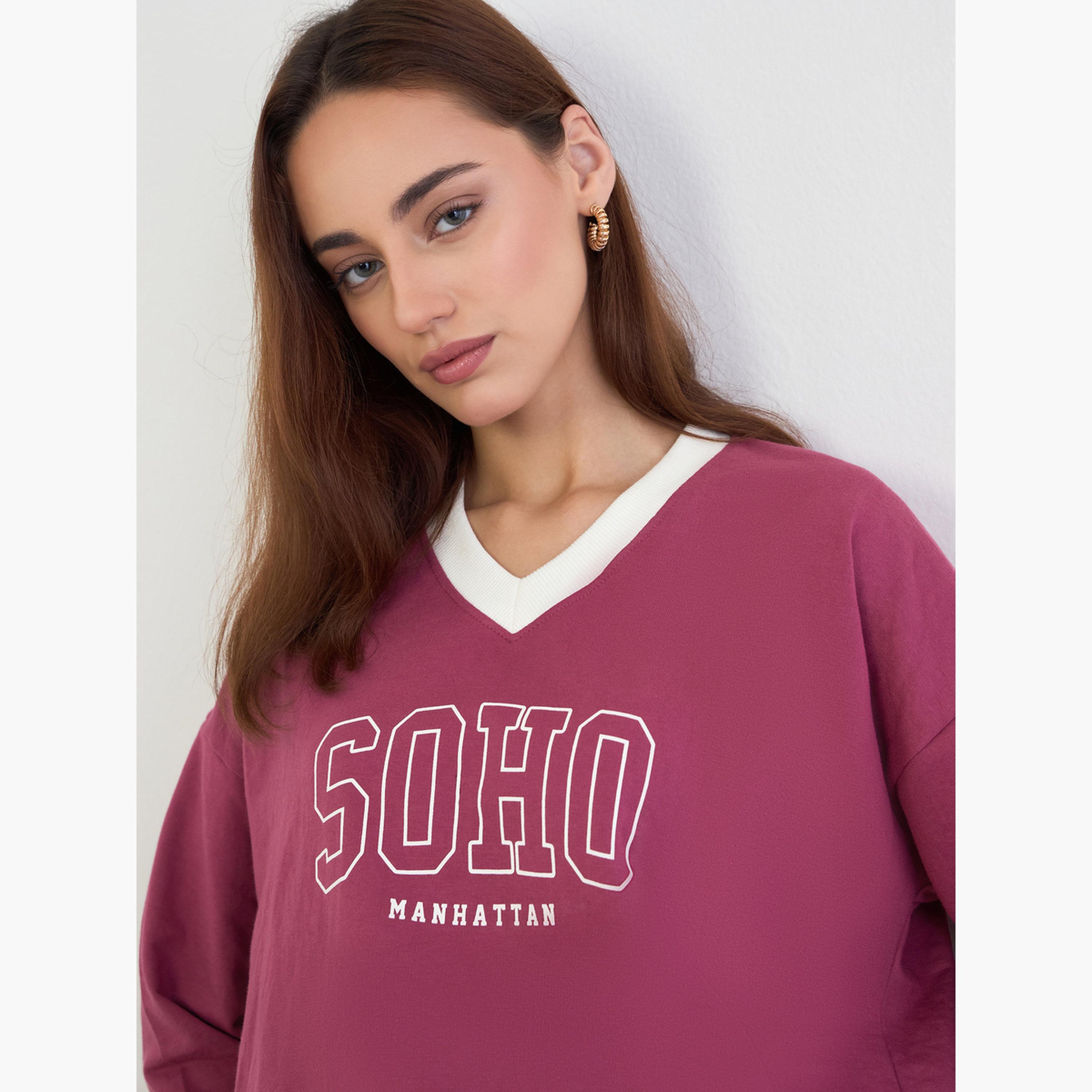 Styli Women Oversized Regular Length Sweatshirt and Joggers Co-Ords-women-clothing-coordsets-image-3