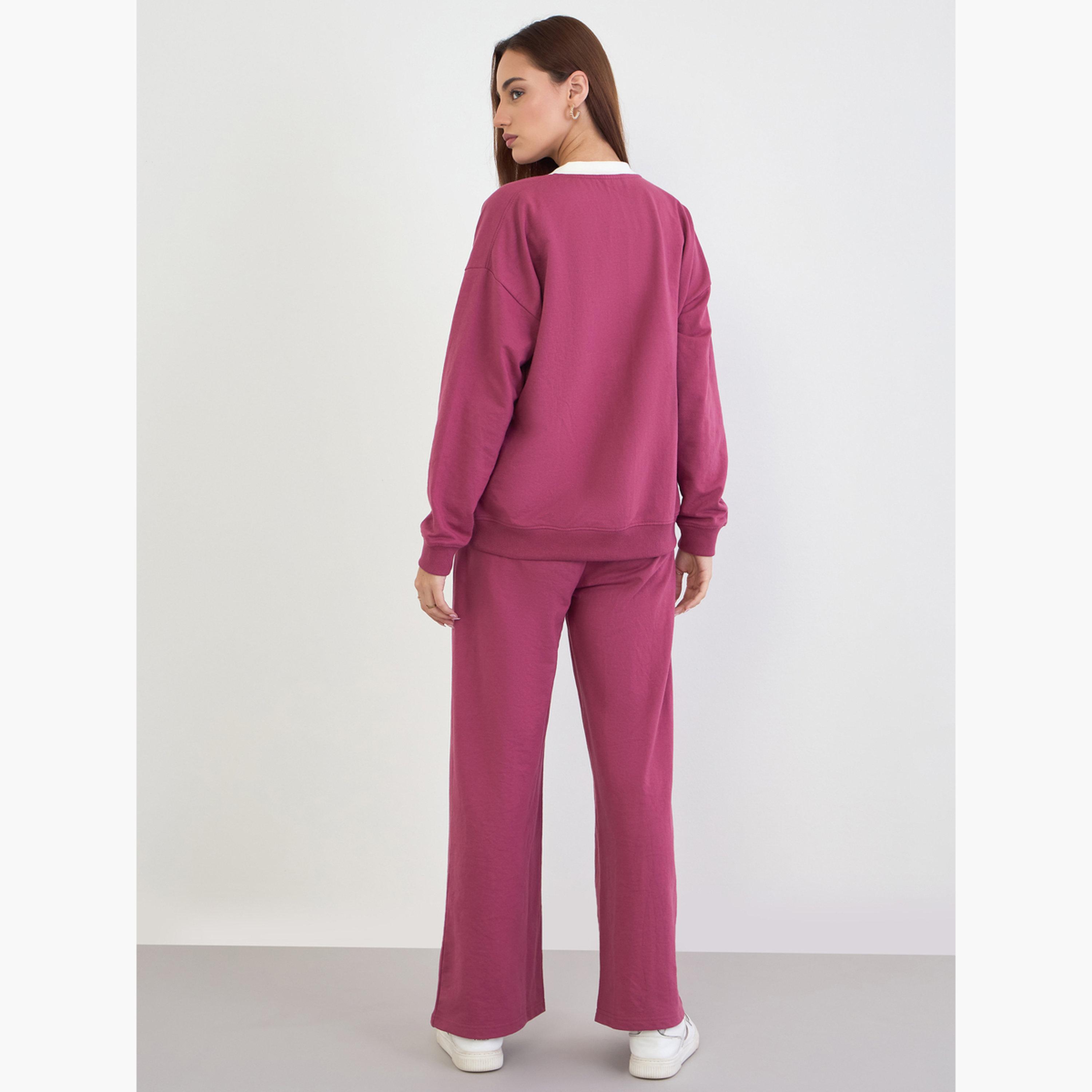 Styli Women Oversized Regular Length Sweatshirt and Joggers Co-Ords-women-clothing-coordsets-image-4