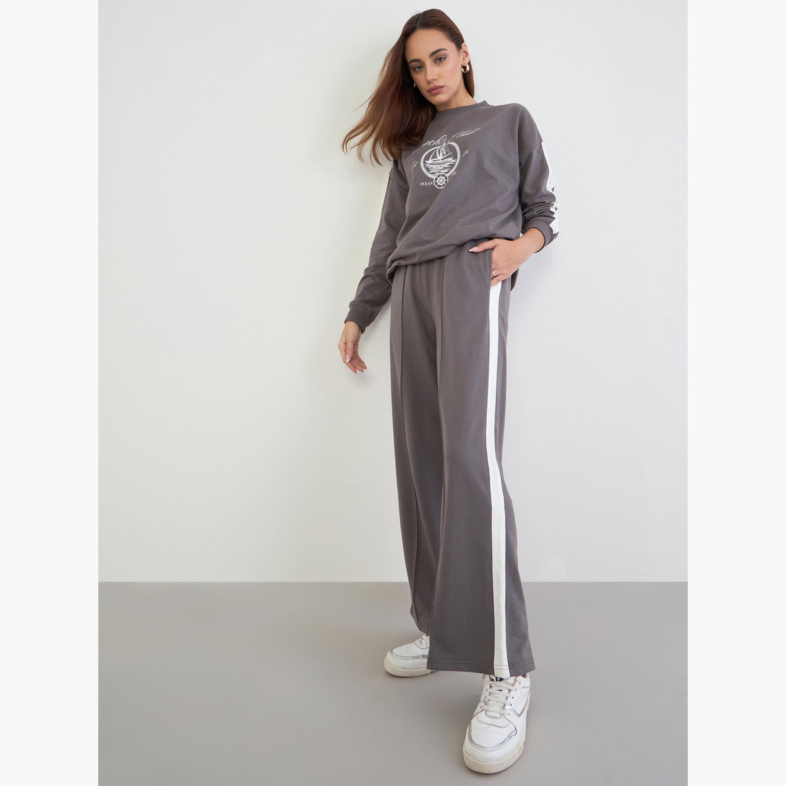 Styli Women Oversized Regular Length Sweatshirt and Joggers Co-Ords-women-clothing-coordsets-image-1