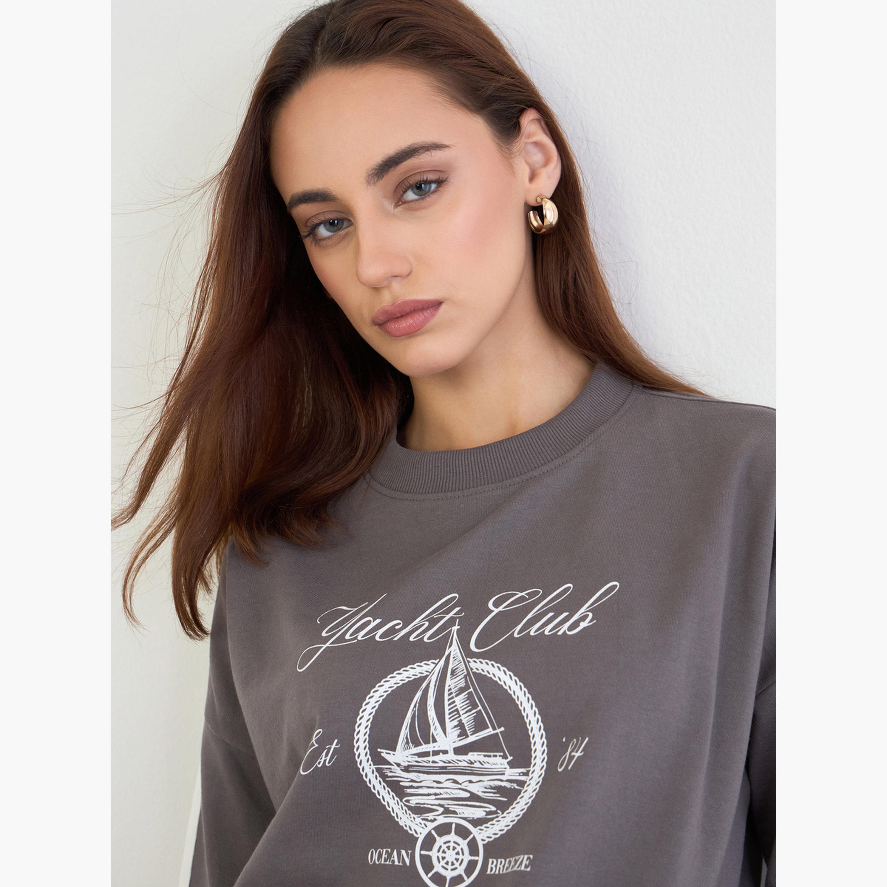 Styli Women Oversized Regular Length Sweatshirt and Joggers Co-Ords-women-clothing-coordsets-image-2