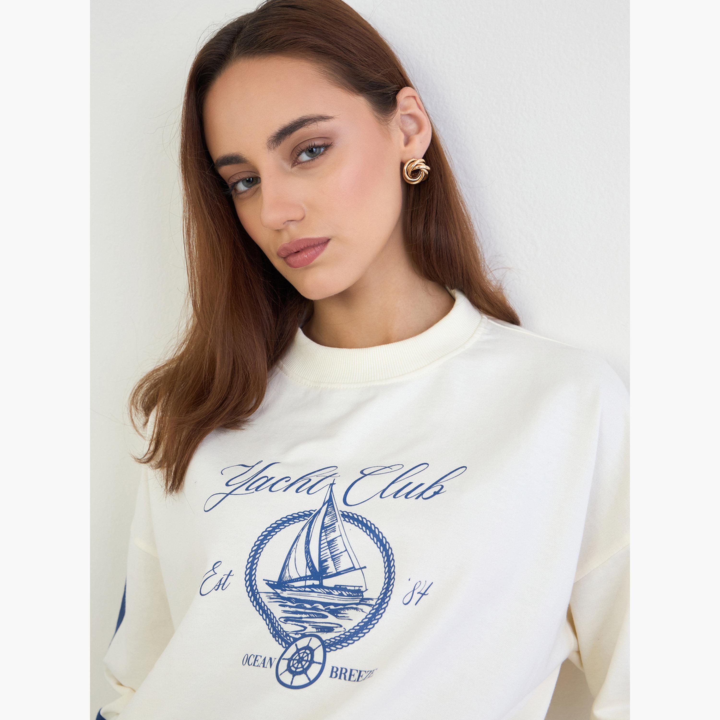 Styli Women Oversized Regular Length Sweatshirt and Joggers Co-Ords-women-clothing-coordsets-image-2