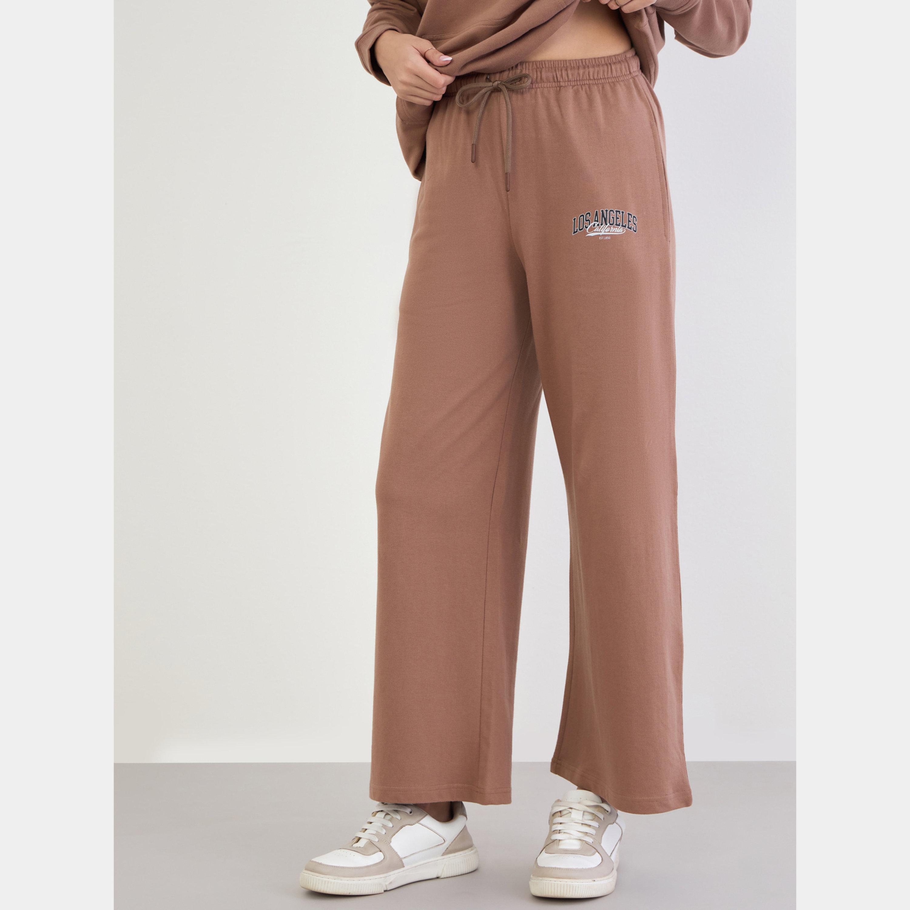 ستايلي - هودي طويل بقصة عادية وبنطال رياضي لون بني-women-clothing-coordsets-image-3