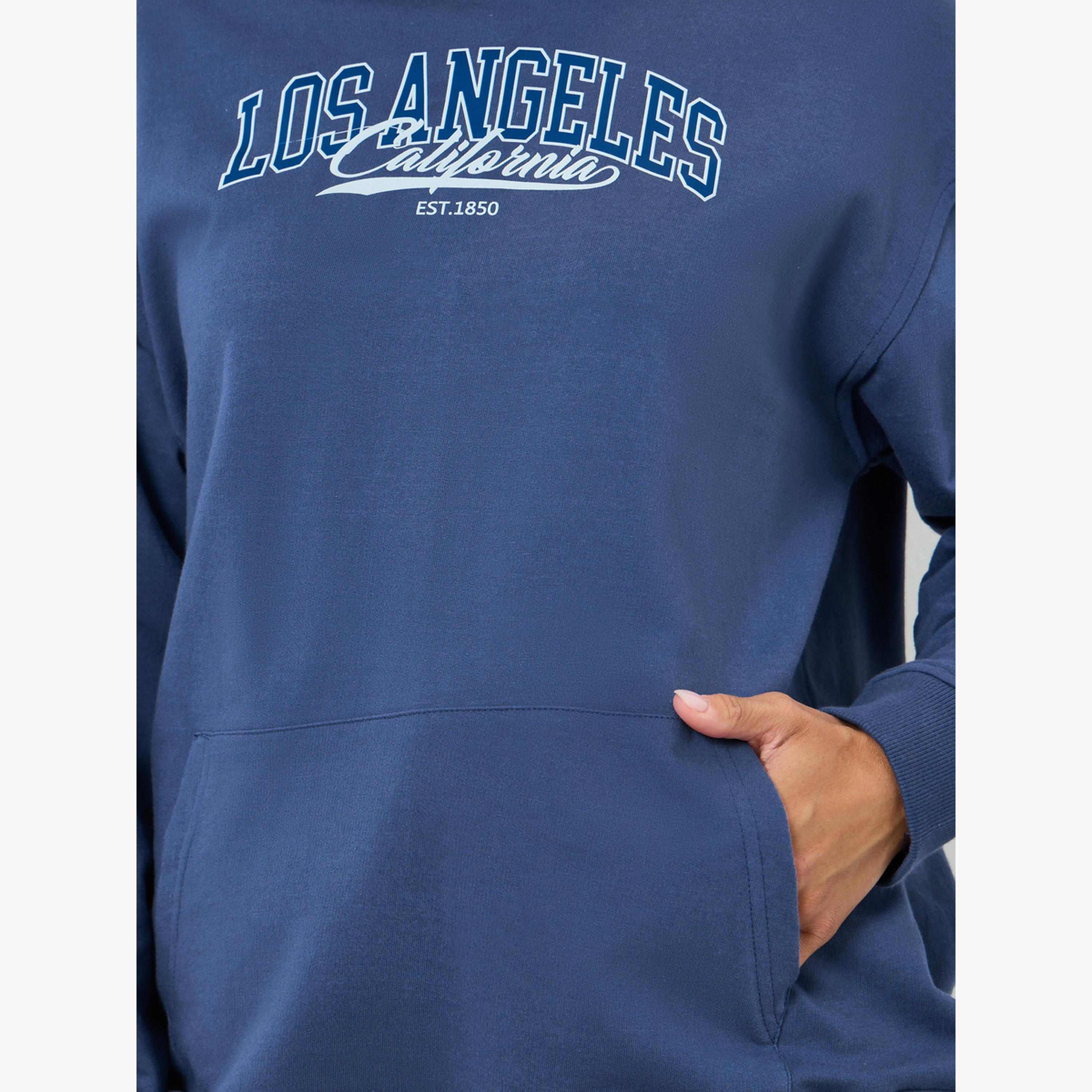 Styli Women Navy Blue Hoodie and Wide Leg Pants Co-Ords-women-clothing-coordsets-image-4