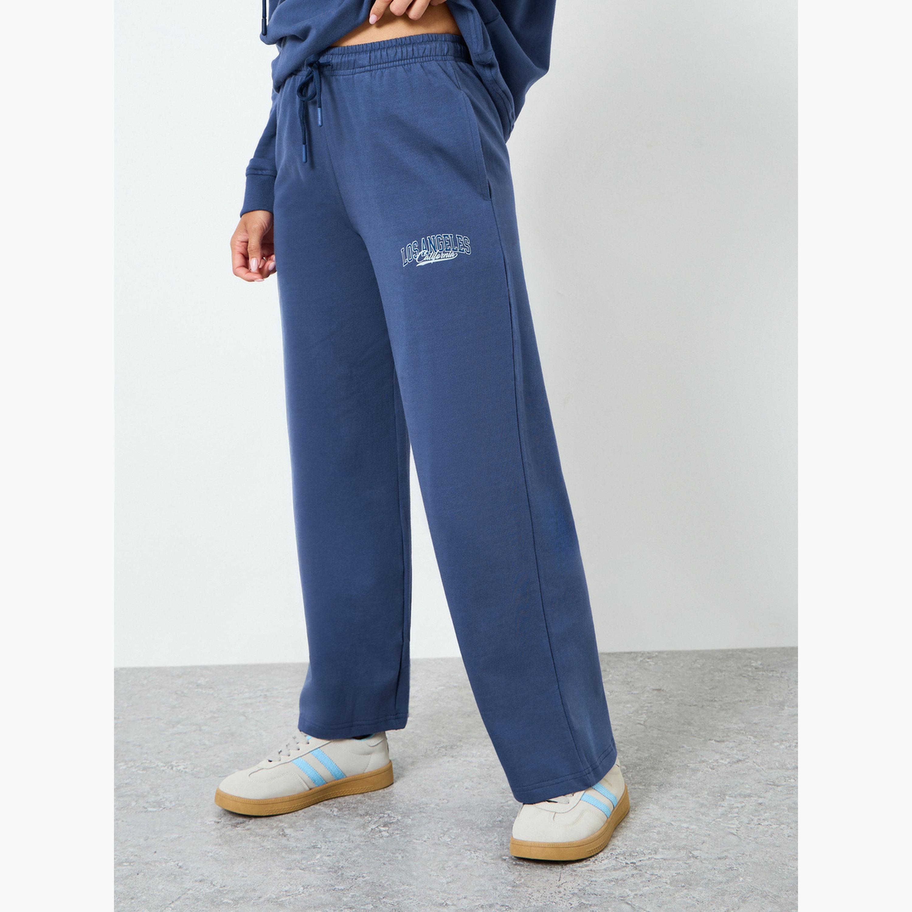 Styli Women Navy Blue Hoodie and Wide Leg Pants Co-Ords-women-clothing-coordsets-image-5