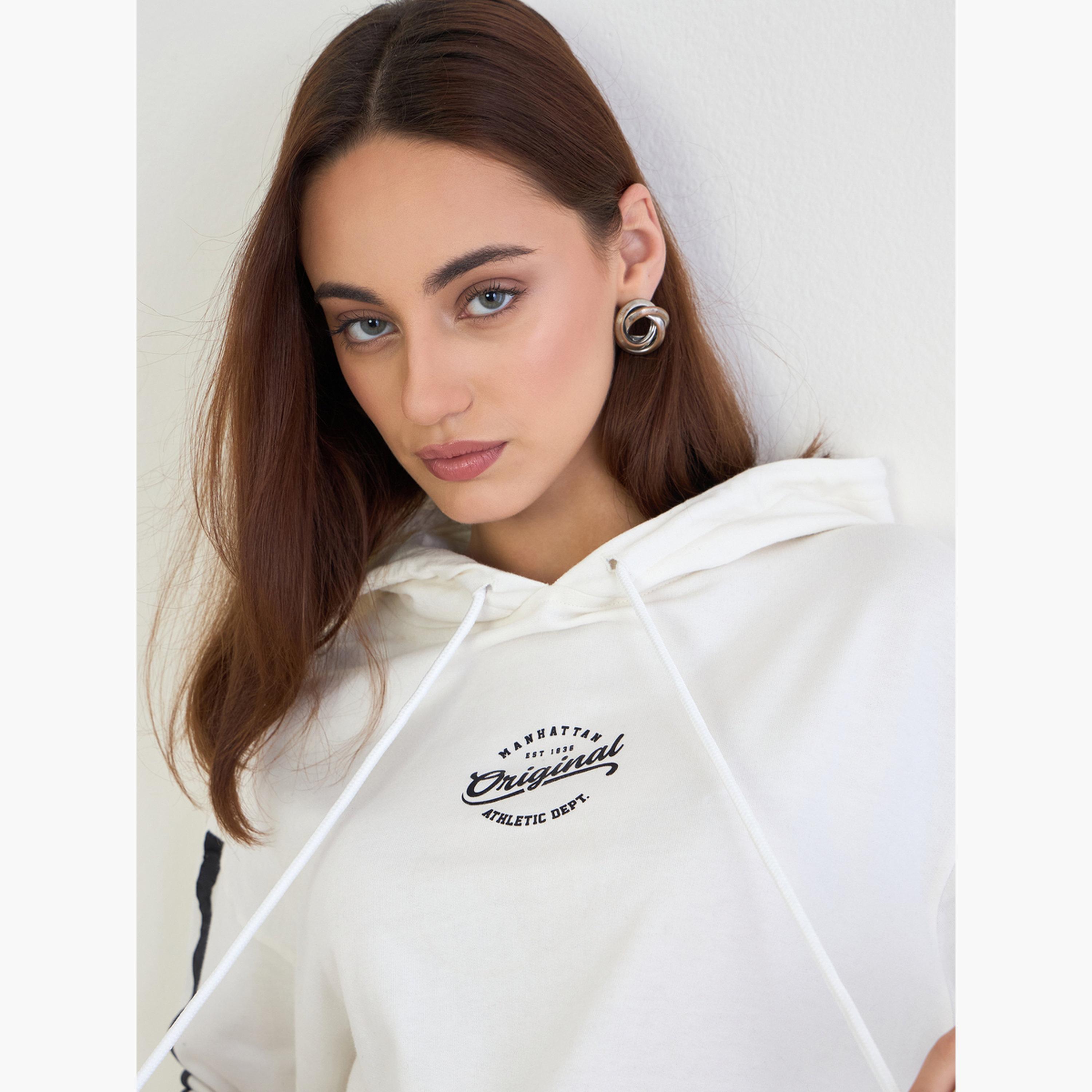 Styli Off White Printed Longline Hoodie and Joggers Co-Ords-women-clothing-coordsets-image-3