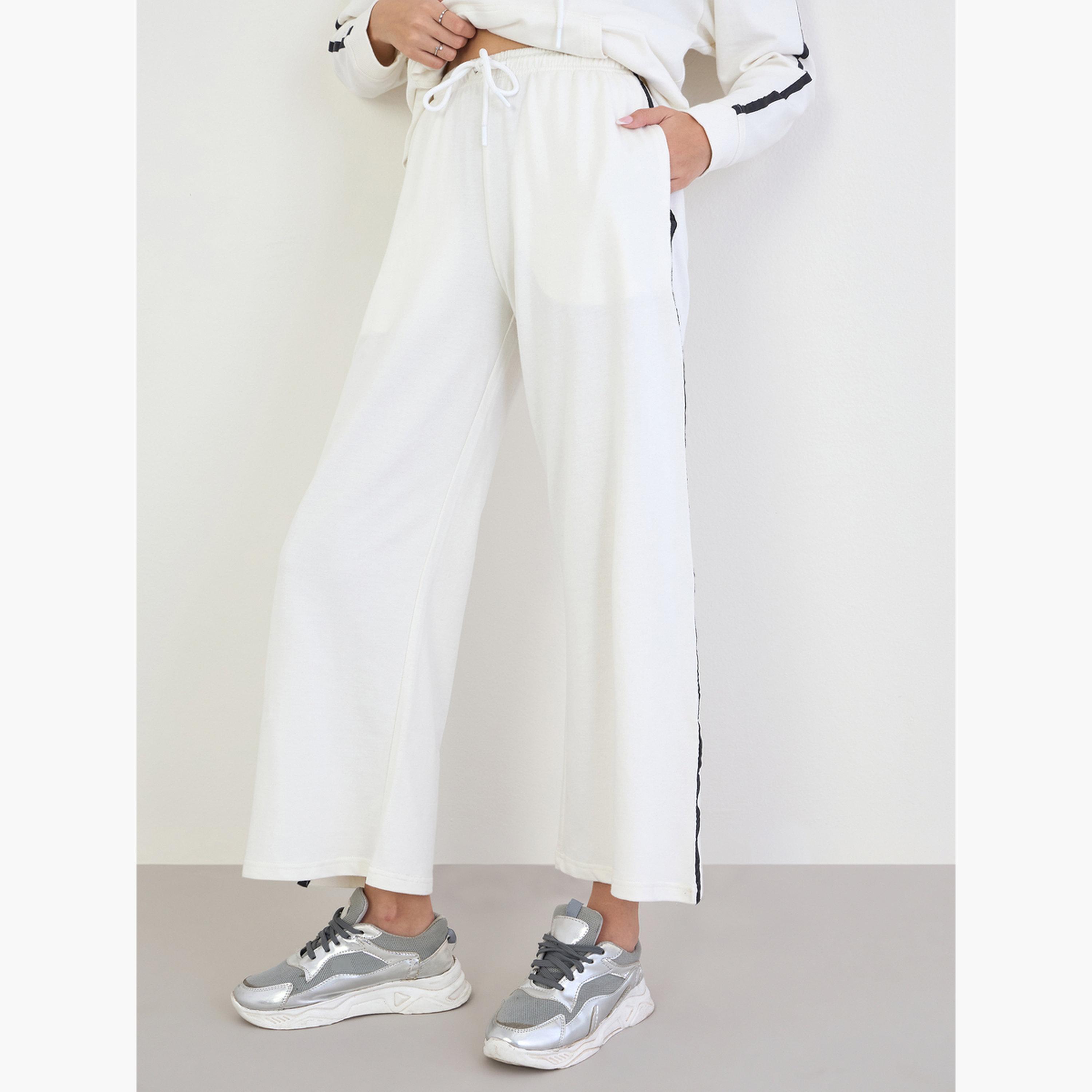 Styli Off White Printed Longline Hoodie and Joggers Co-Ords-women-clothing-coordsets-image-5