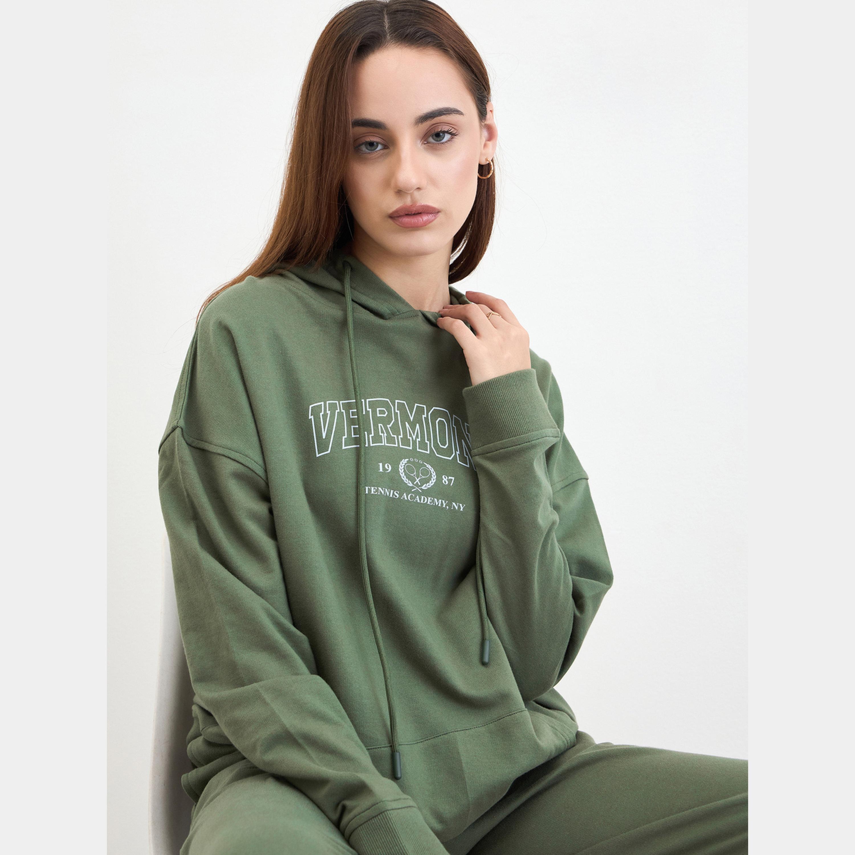 Styli Olive Oversized Longline Hoodie and Joggers Co-Ords-women-clothing-coordsets-image-2