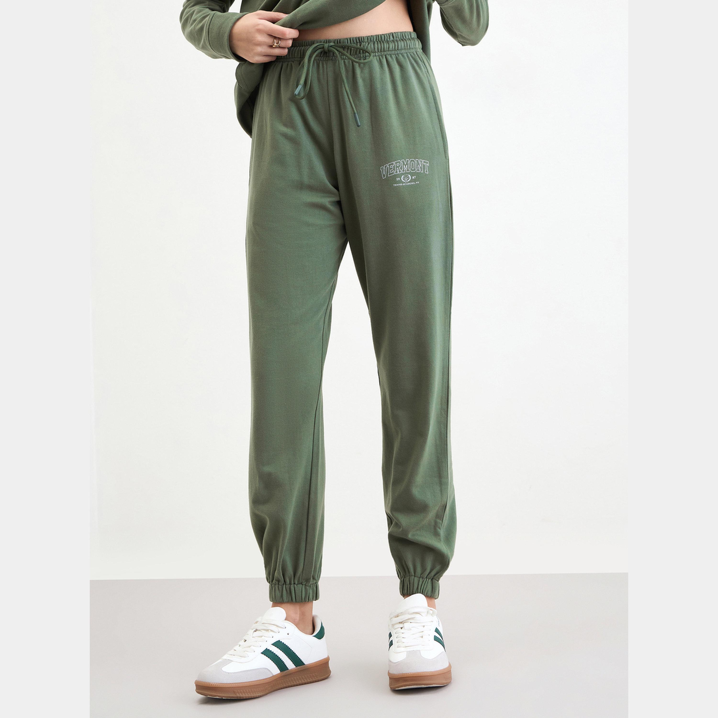 ستايلي - مجموعة ملابس رياضية و هودي طويل مقاس واسع باللون الزيتوني-women-clothing-coordsets-image-3