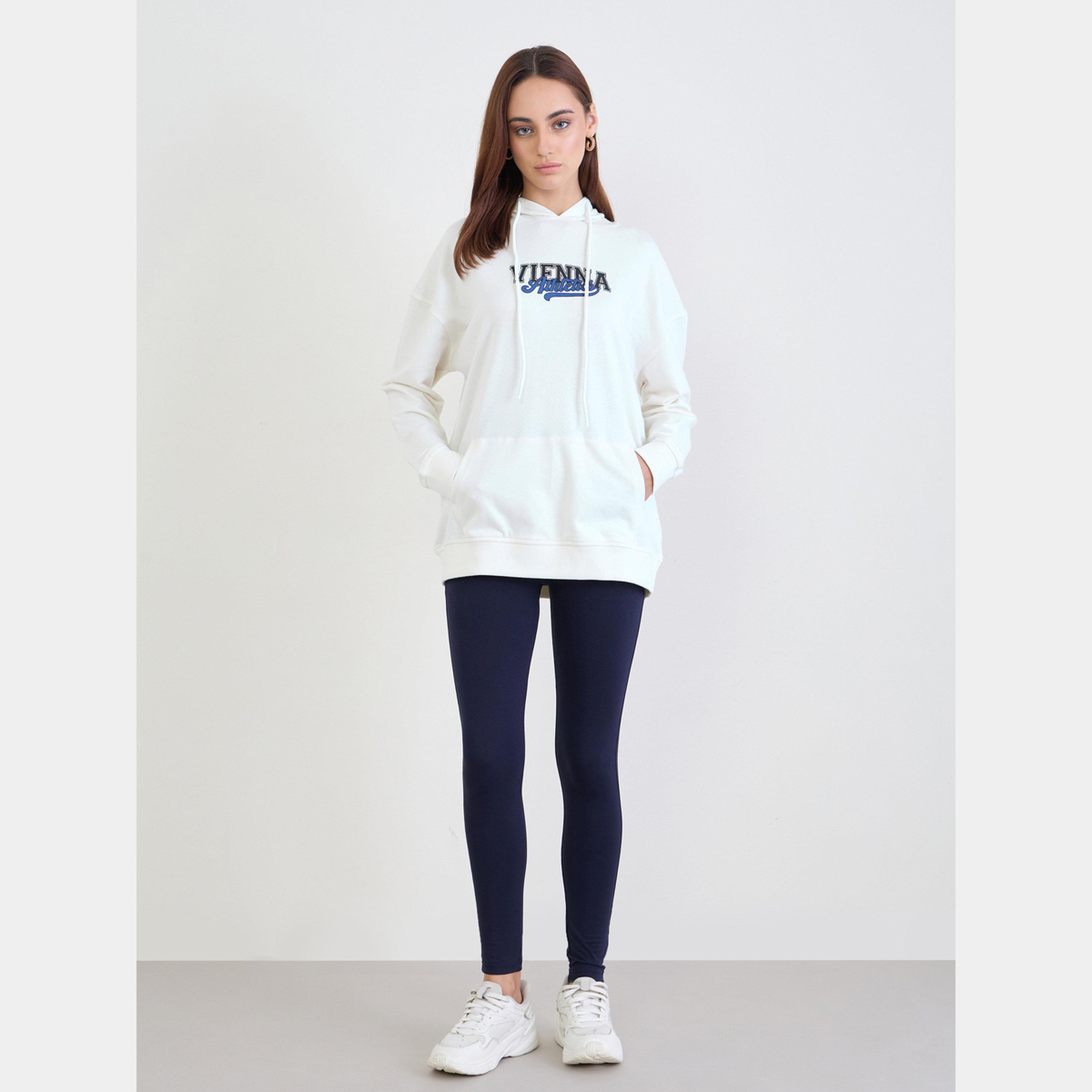 ستايلي - هودي طويل مقاس واسع مع ليقنز/ فيزون-women-clothing-coordsets-image-1