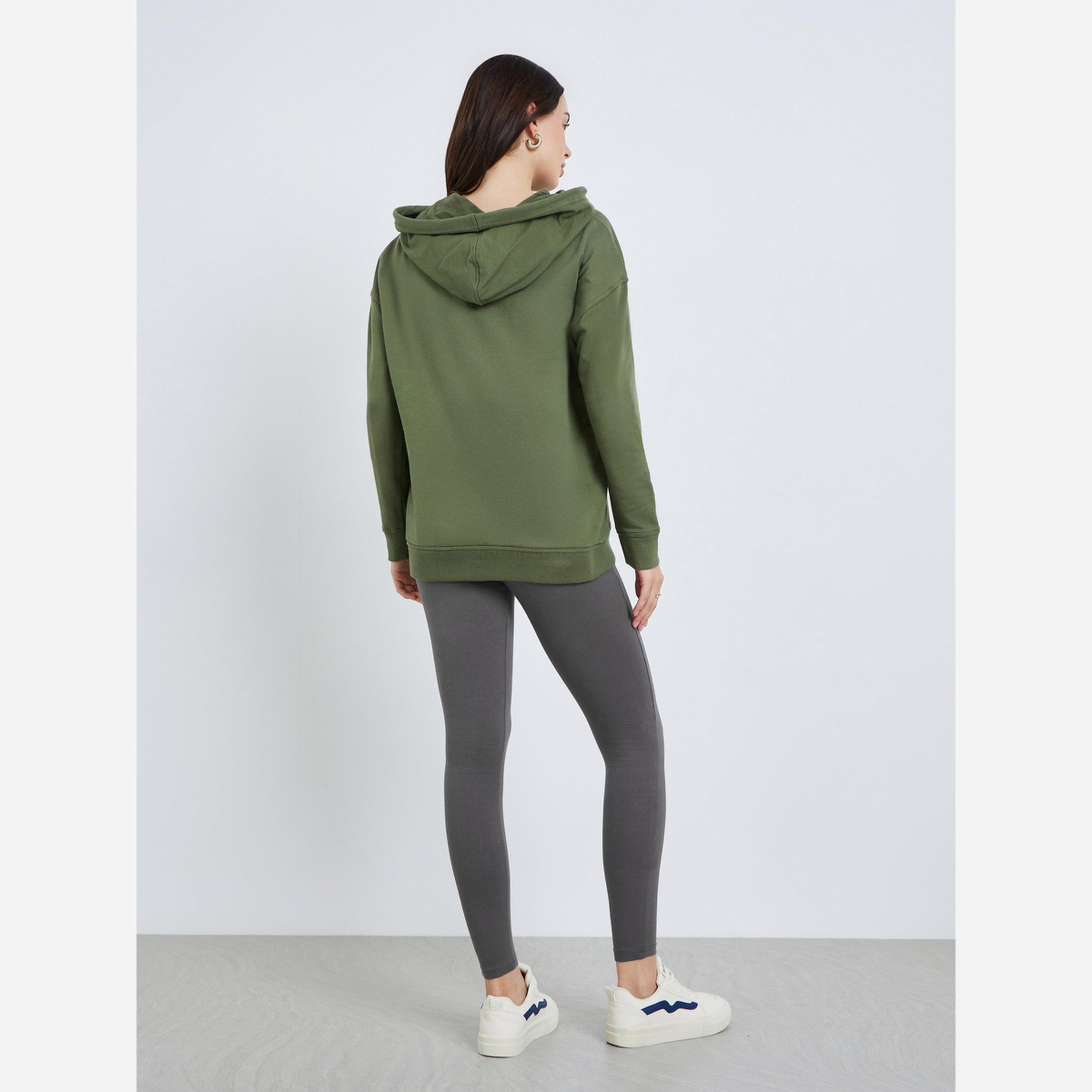 ستايلي - طقم نسائي هودي طويل بقبعة وفيزون مقاس واسع-women-clothing-coordsets-image-5