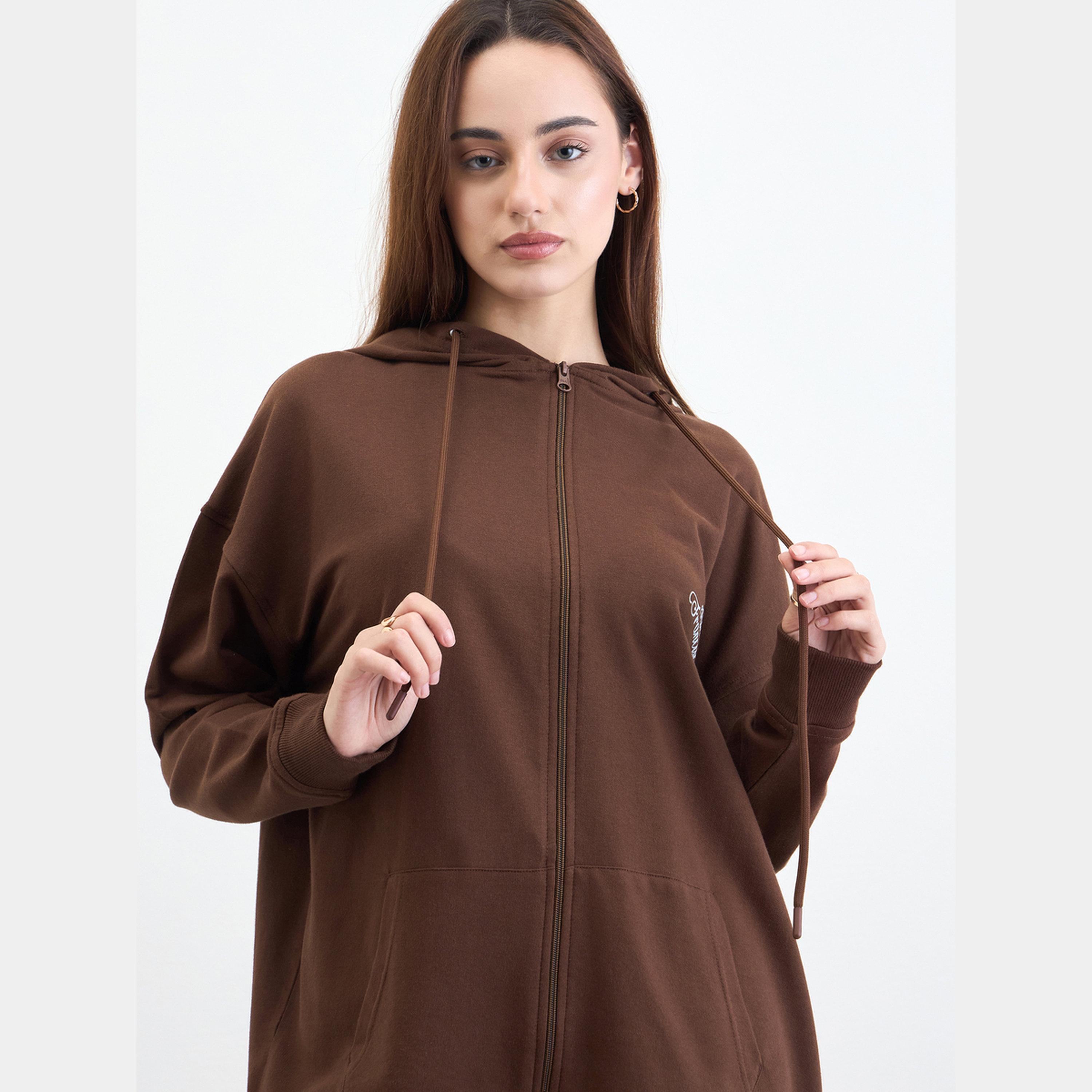 Styli Brown Oversized Hoodie and Joggers Co-Ords-women-clothing-coordsets-image-2