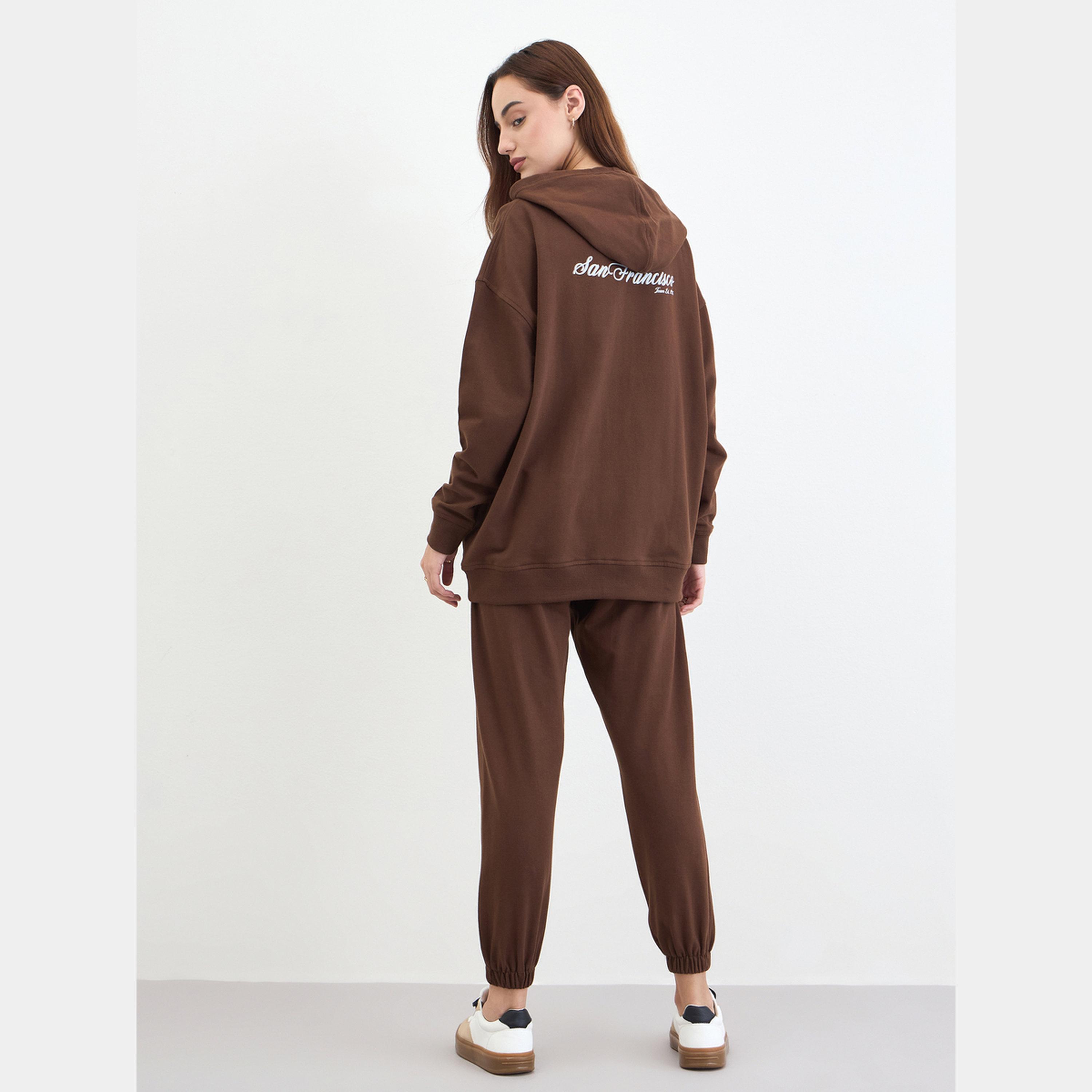 ستايلي - هودي بني مقاس واسع مع بنطال رياضي-women-clothing-coordsets-image-4