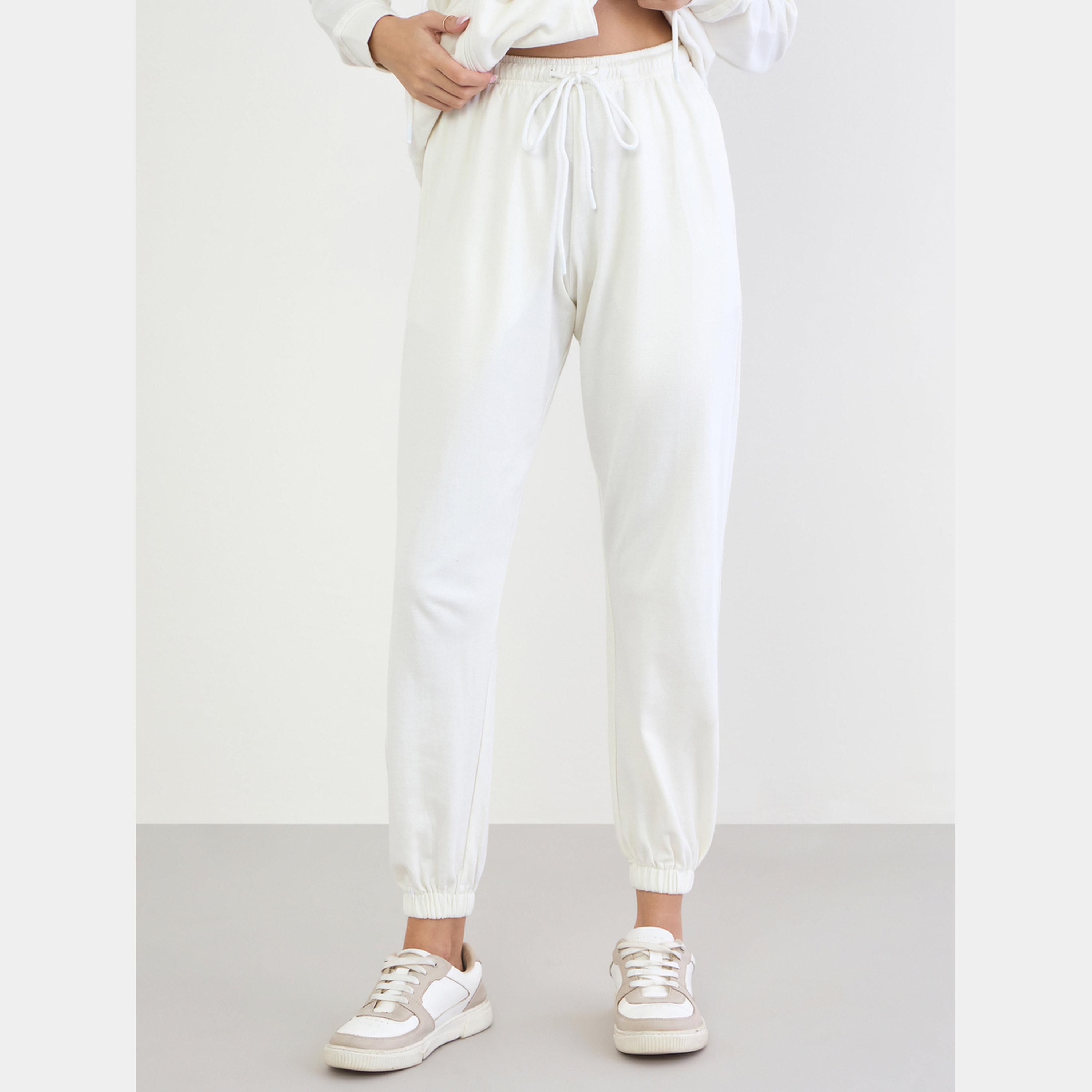 ستايلي - هودي وبنطال رياضي مقاس واسع لون اوف وايت-women-clothing-coordsets-image-3