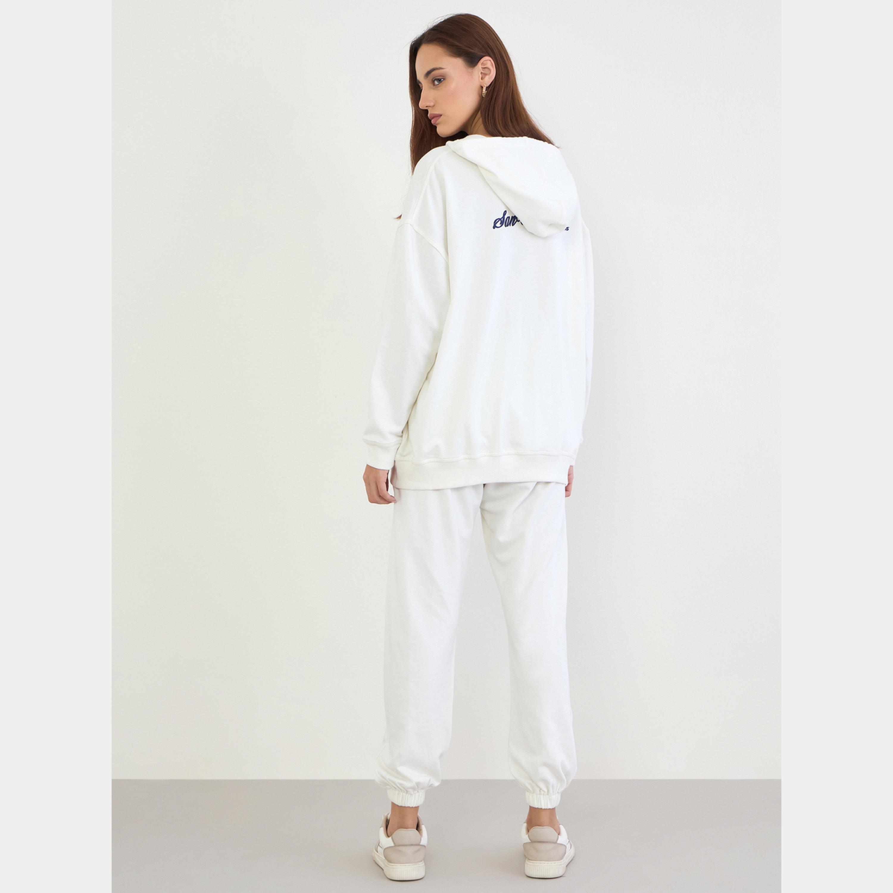 ستايلي - هودي وبنطال رياضي مقاس واسع لون اوف وايت-women-clothing-coordsets-image-4
