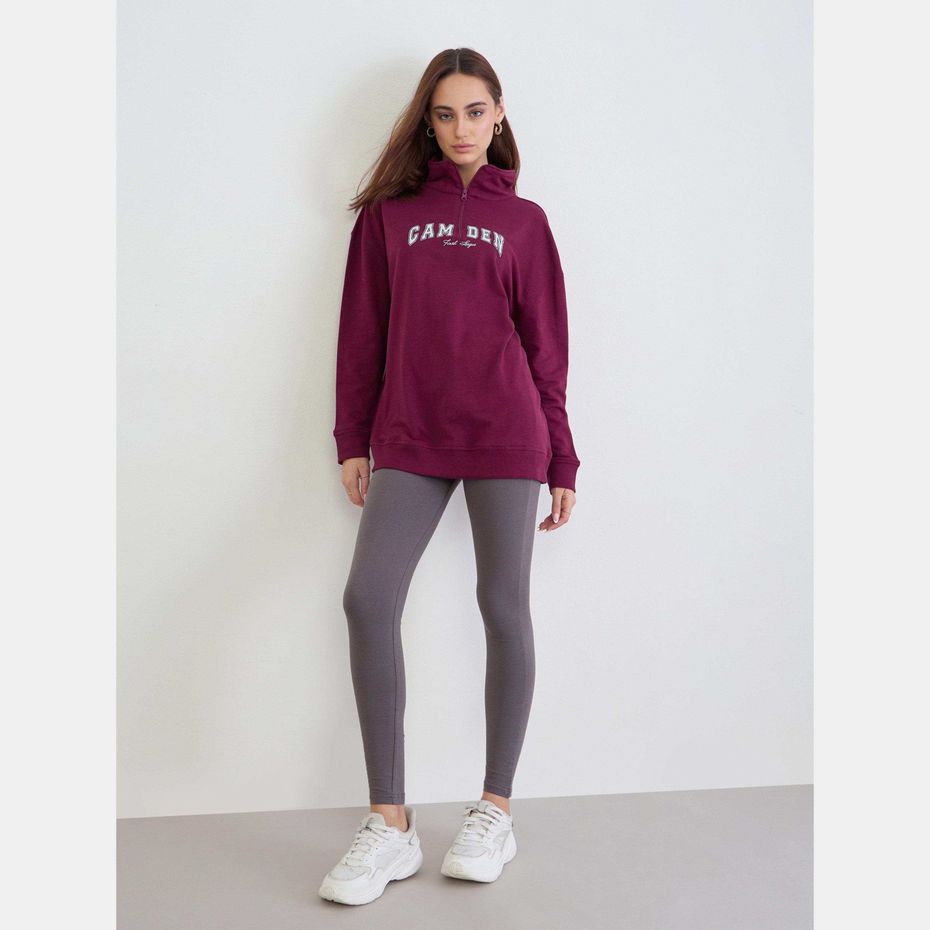 ستايلي - سويت شيرت طويل مقاس واسع مع ليقنز/ فيزون-women-clothing-coordsets-image-1