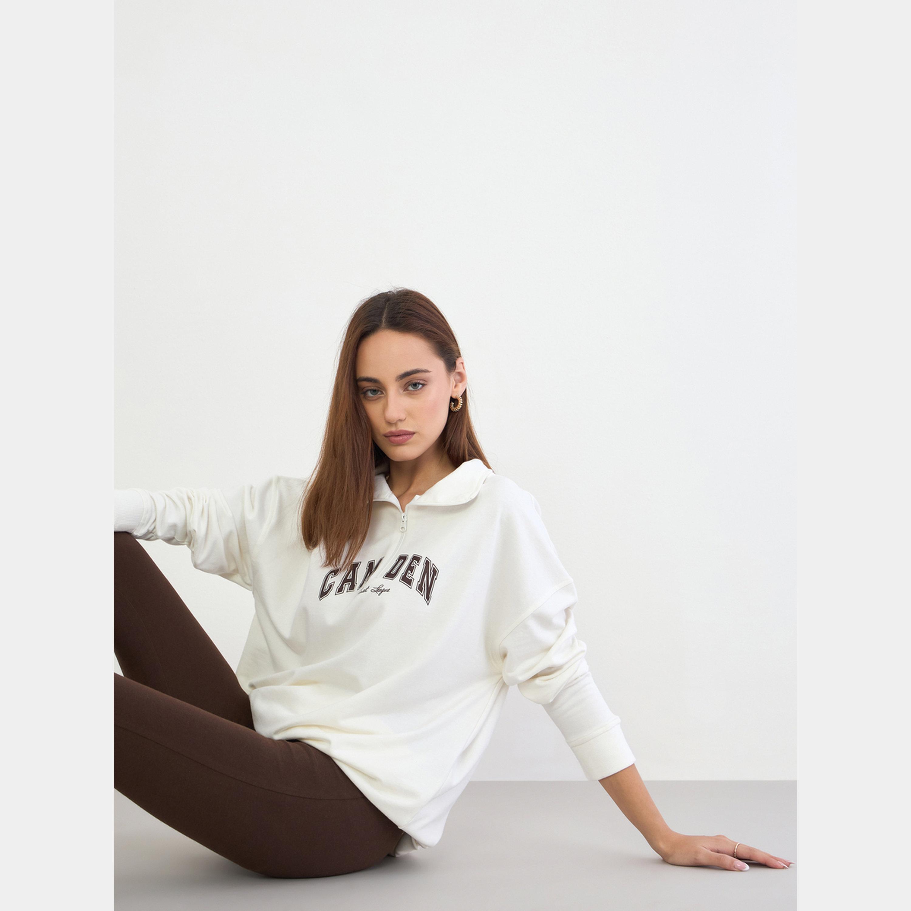 ستايلي - سويت شيرت طويل مقاس واسع مع ليقنز/ فيزون-women-clothing-coordsets-image-2