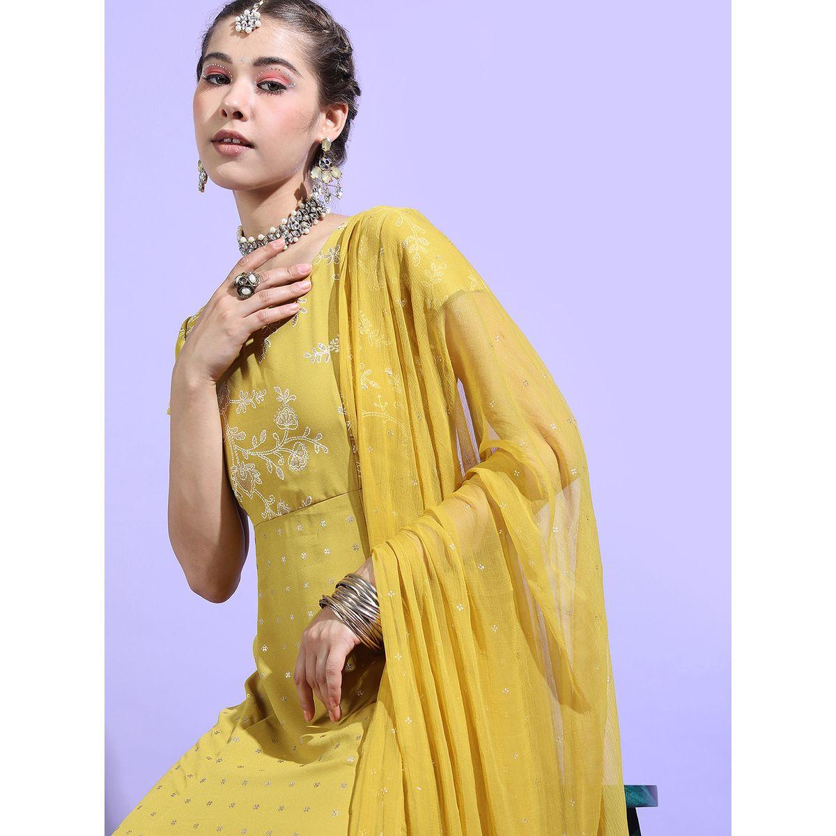 فستان طويل بأكمام قصيرة مع دوباتا-women-clothing-ethnicwear-dresses-image-2
