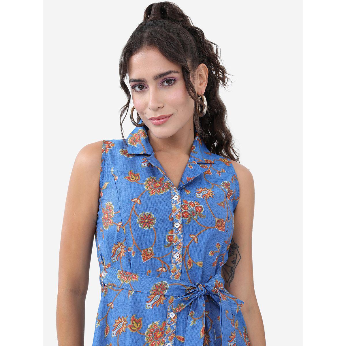 فستان ميدي بطبعة زهور ورباط-women-clothing-ethnicwear-dresses-image-2