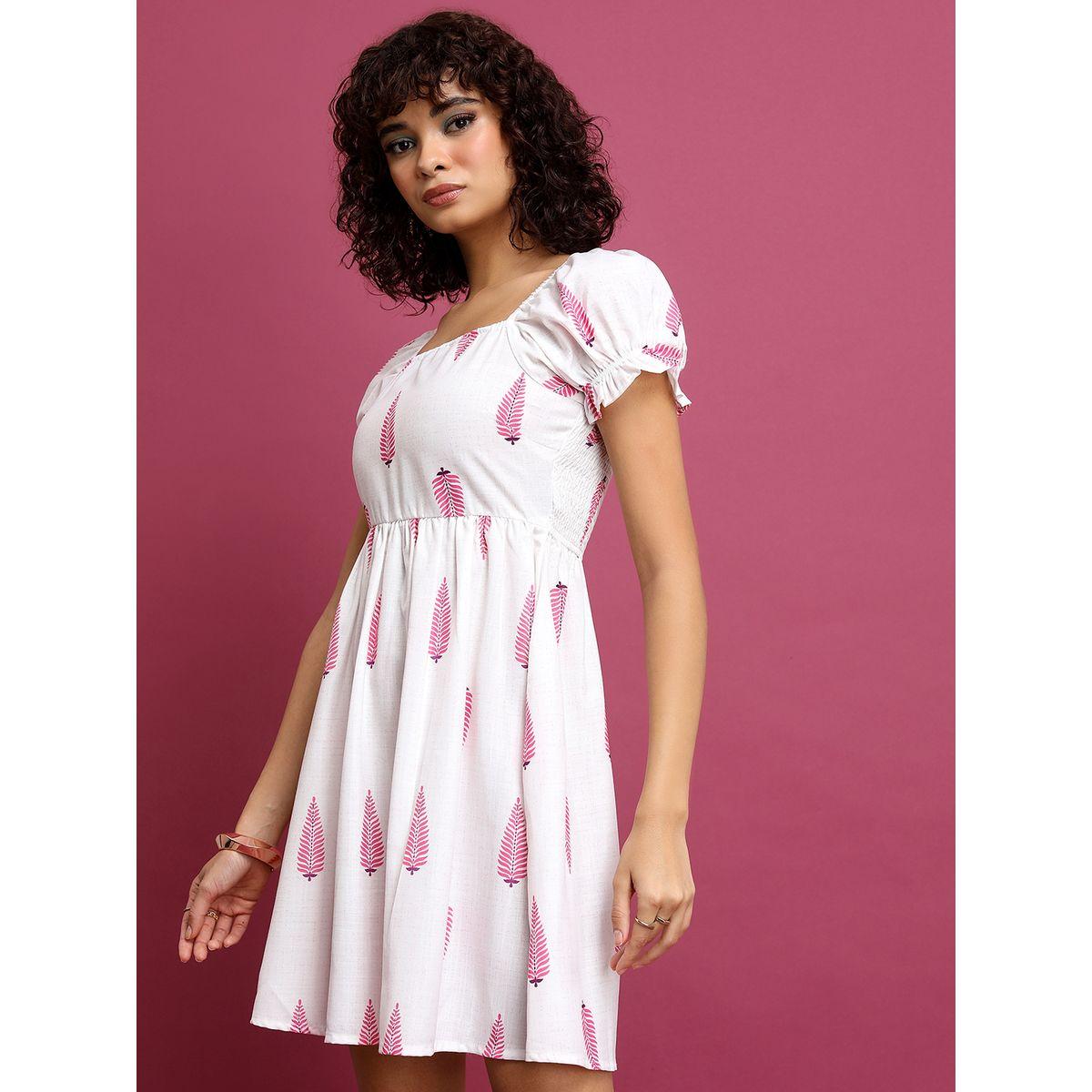 فستان قصير بحافة واسعة وأكمام منفوخة-women-clothing-ethnicwear-dresses-image-4