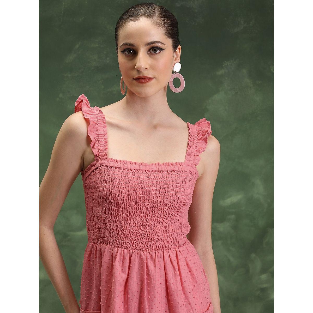 Vishudh Smocked Sleeveless Cotton Tiered Midi Dress-women-clothing-ethnicwear-dresses-image-6