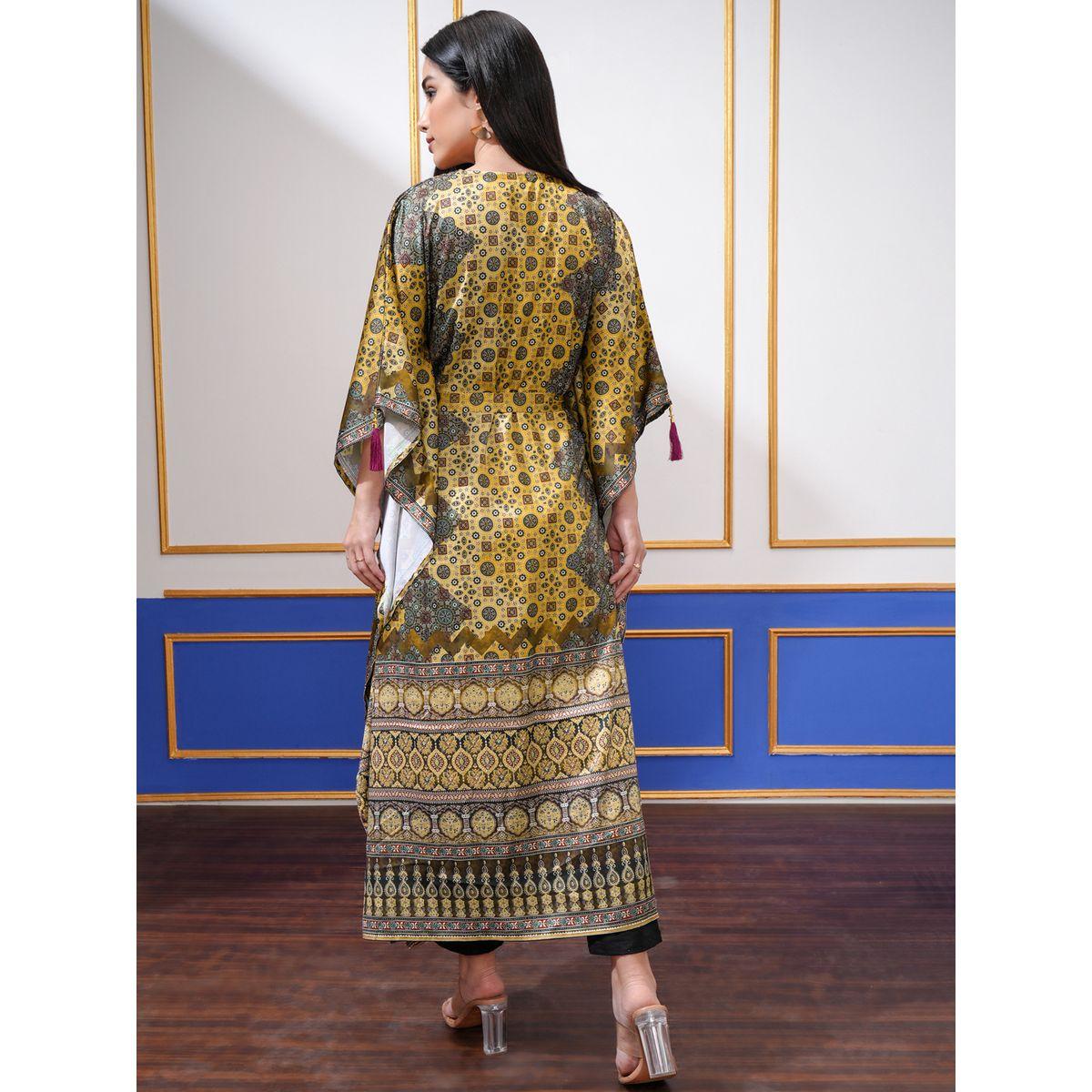 فستان ميدي قفطان مطبع بالكامل مع أكمام كيمونو-women-clothing-ethnicwear-dresses-image-2