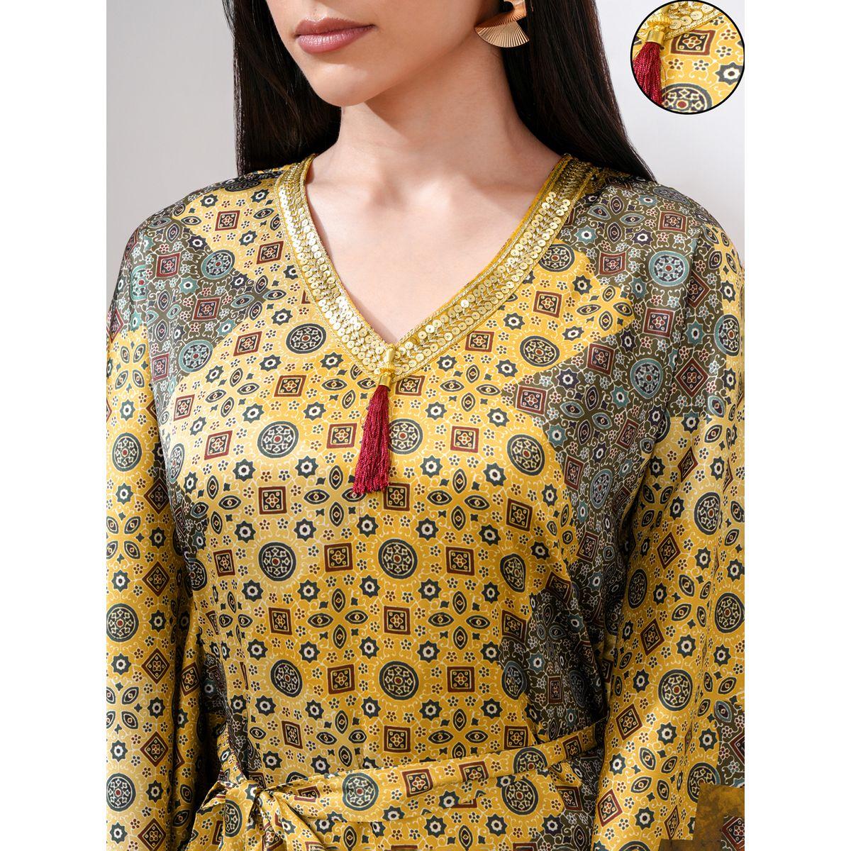 فستان ميدي قفطان مطبع بالكامل مع أكمام كيمونو-women-clothing-ethnicwear-dresses-image-4