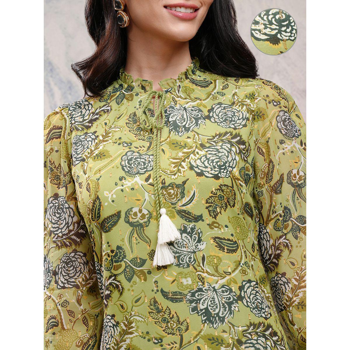 فستان طويل مطبع بزهور مع ياقة بأربطة-women-clothing-ethnicwear-dresses-image-5