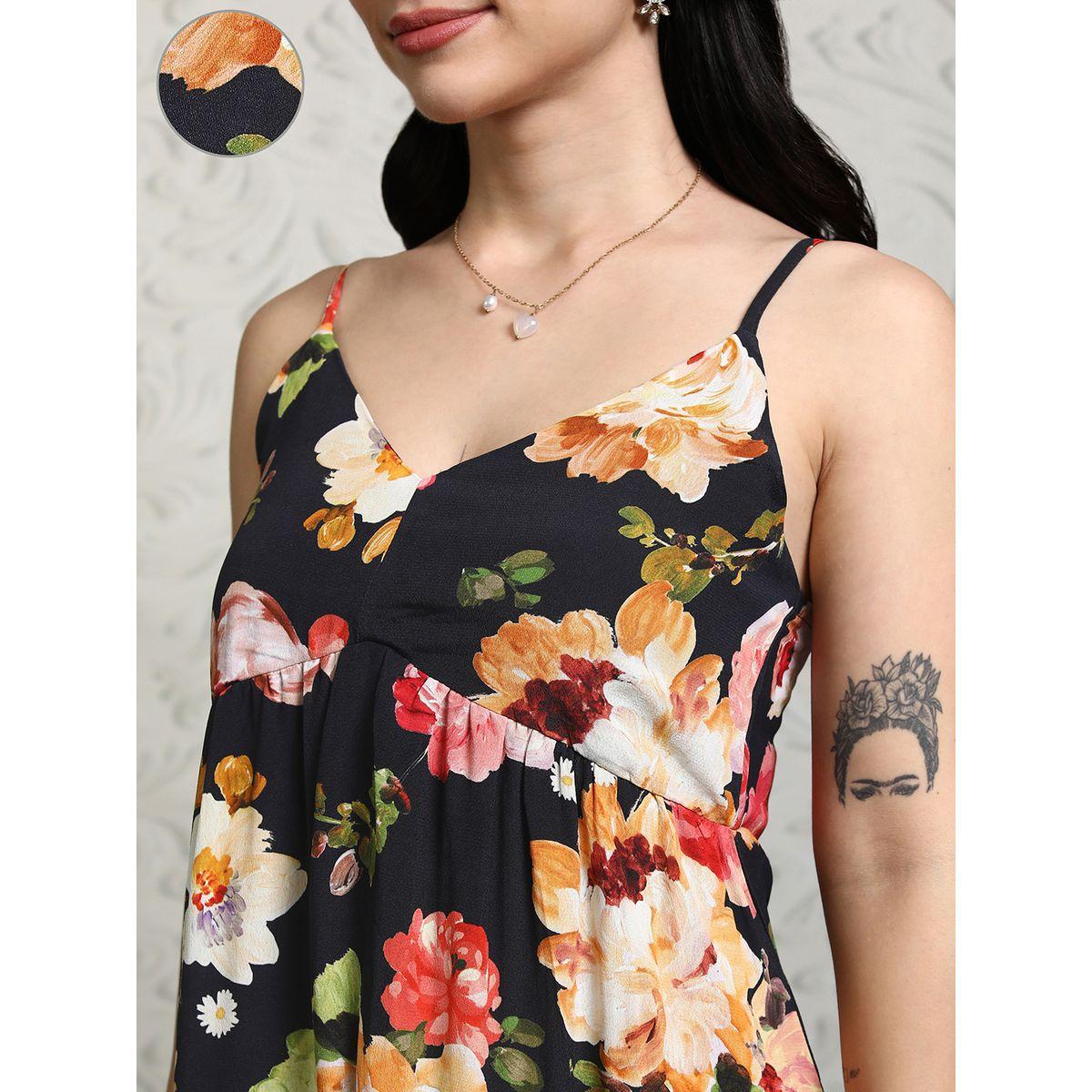 Vishudh Women Floral Printed Strappy A-Line Maxi Dress with Smocked Back-women-clothing-ethnicwear-dresses-image-5