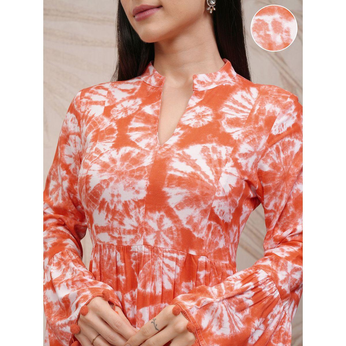 فستان ميدي بطبعة تاي داي مع كرات بوم بوم-women-clothing-ethnicwear-dresses-image-5