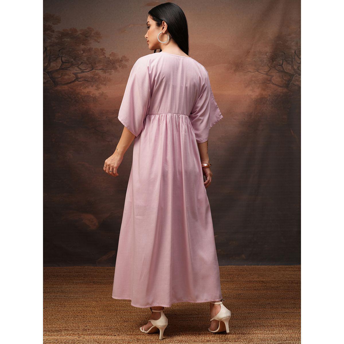Vishudh Women Embroidered V Neck A-Line Maxi Dress-women-clothing-ethnicwear-dresses-image-3