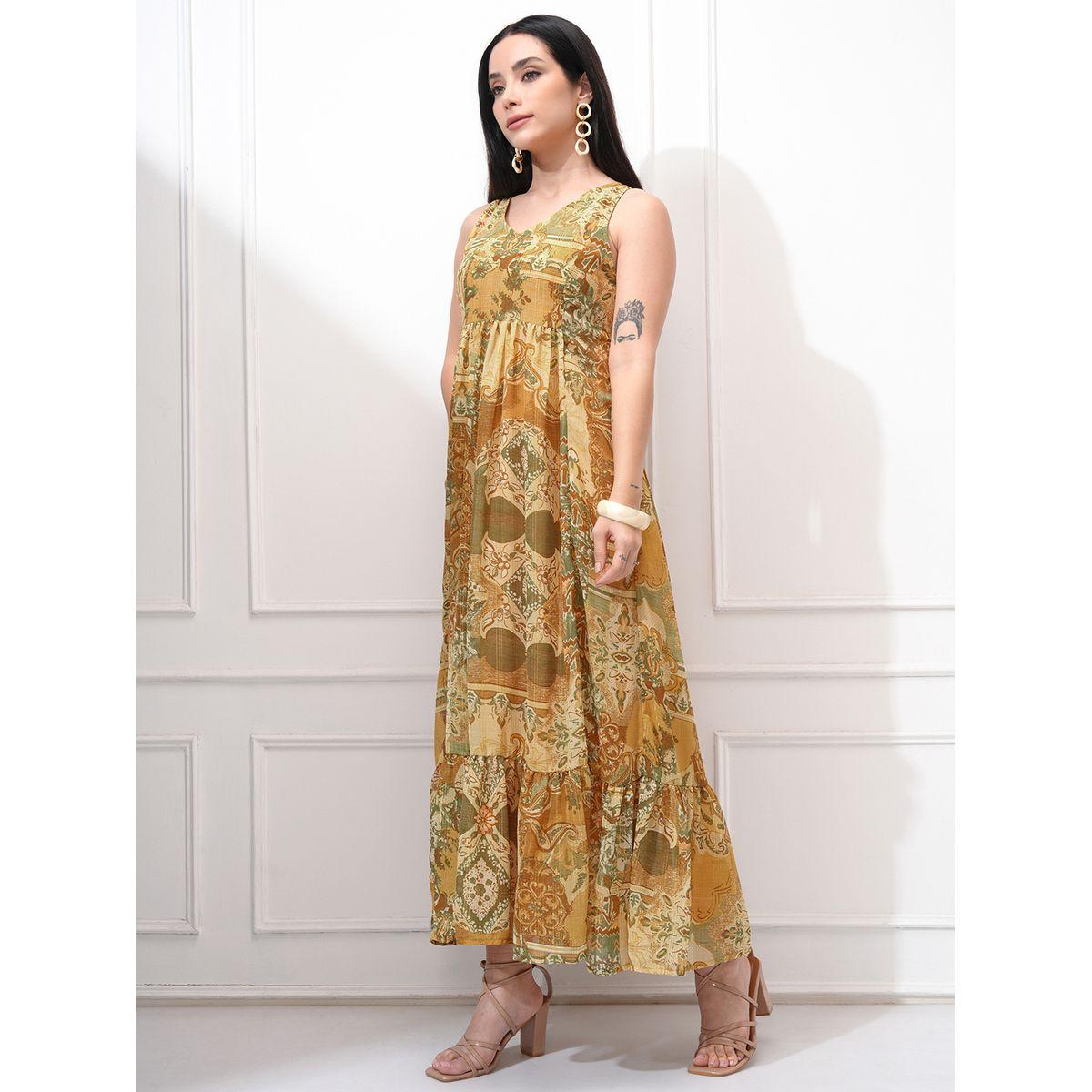فستان طويل مطبع بالكامل بحافة واسعة-women-clothing-ethnicwear-dresses-image-2