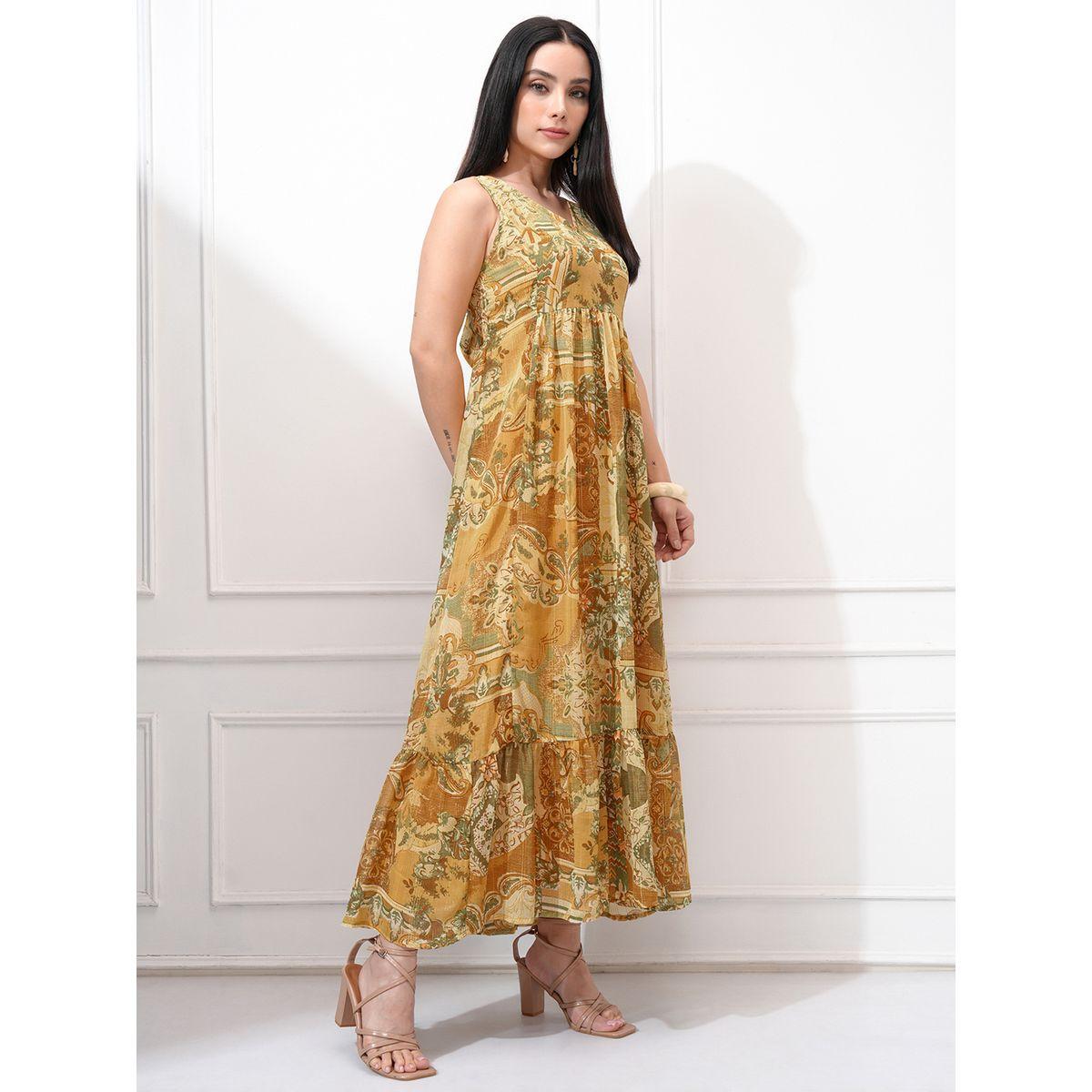 فستان طويل مطبع بالكامل بحافة واسعة-women-clothing-ethnicwear-dresses-image-4