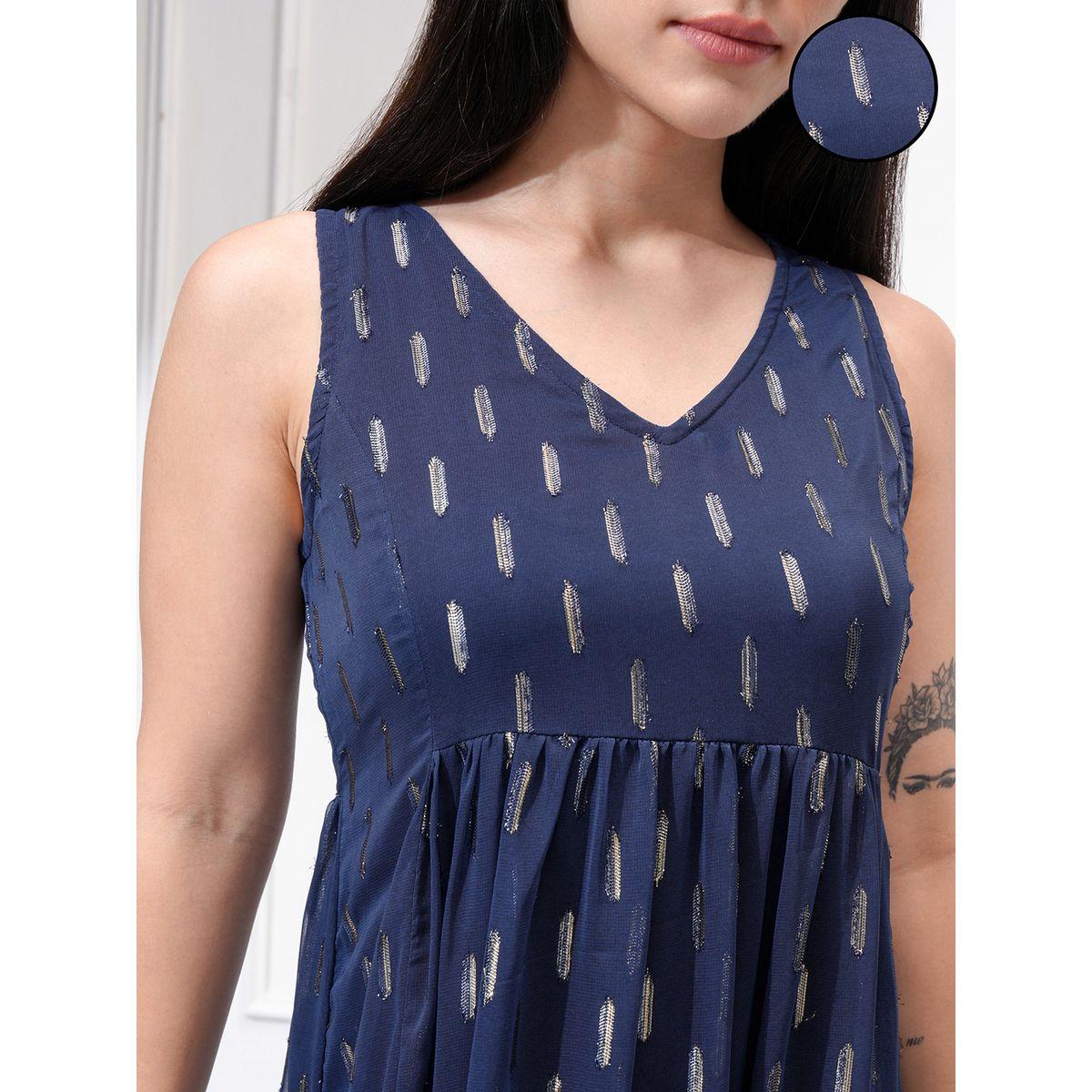 Vishudh Women Ethnic Motifs Pattern V Neck A-Line Maxi Dress-women-clothing-ethnicwear-dresses-image-5