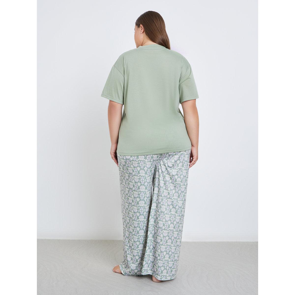 Styli Plus Damask Pocket Print T-Shirt and Pyjama Set-women-clothing-nightwear-pyjamas-longsets-image-6