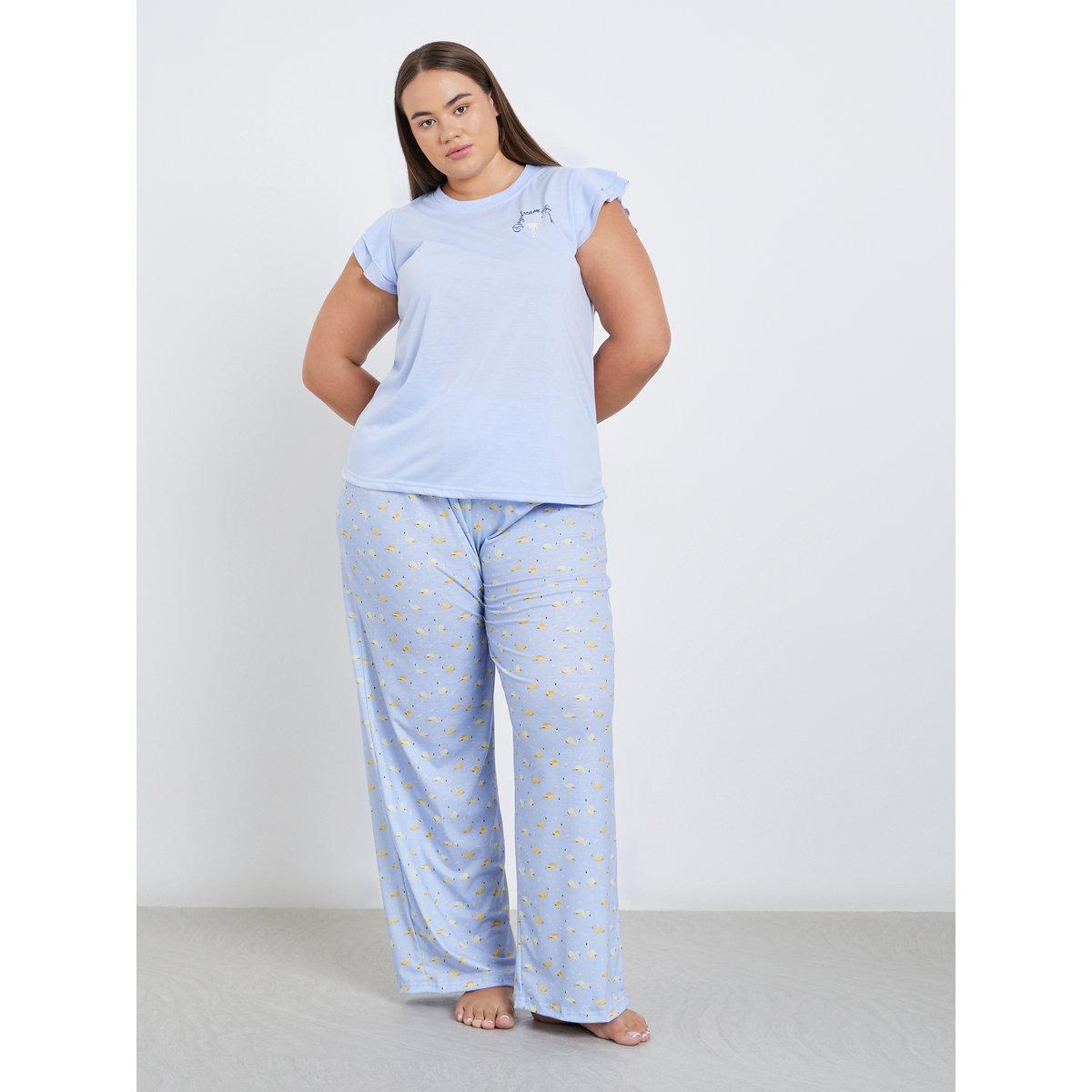 Styli Plus Flamingo Double Ruffle Tank and Pyjama Set-women-clothing-nightwear-pyjamas-longsets-image-1