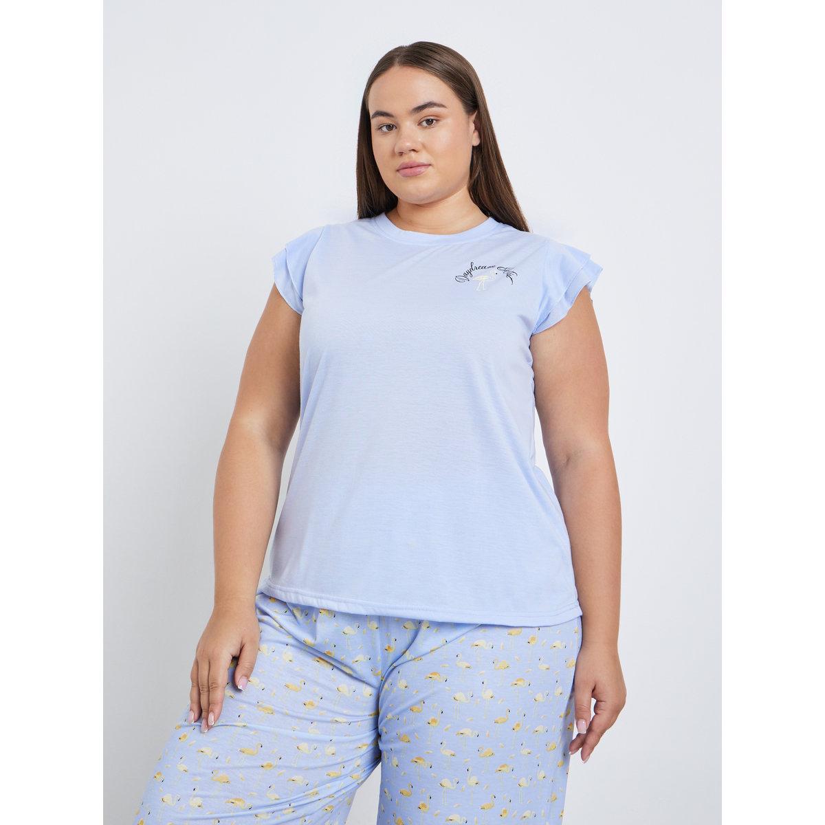 Styli Plus Flamingo Double Ruffle Tank and Pyjama Set-women-clothing-nightwear-pyjamas-longsets-image-2
