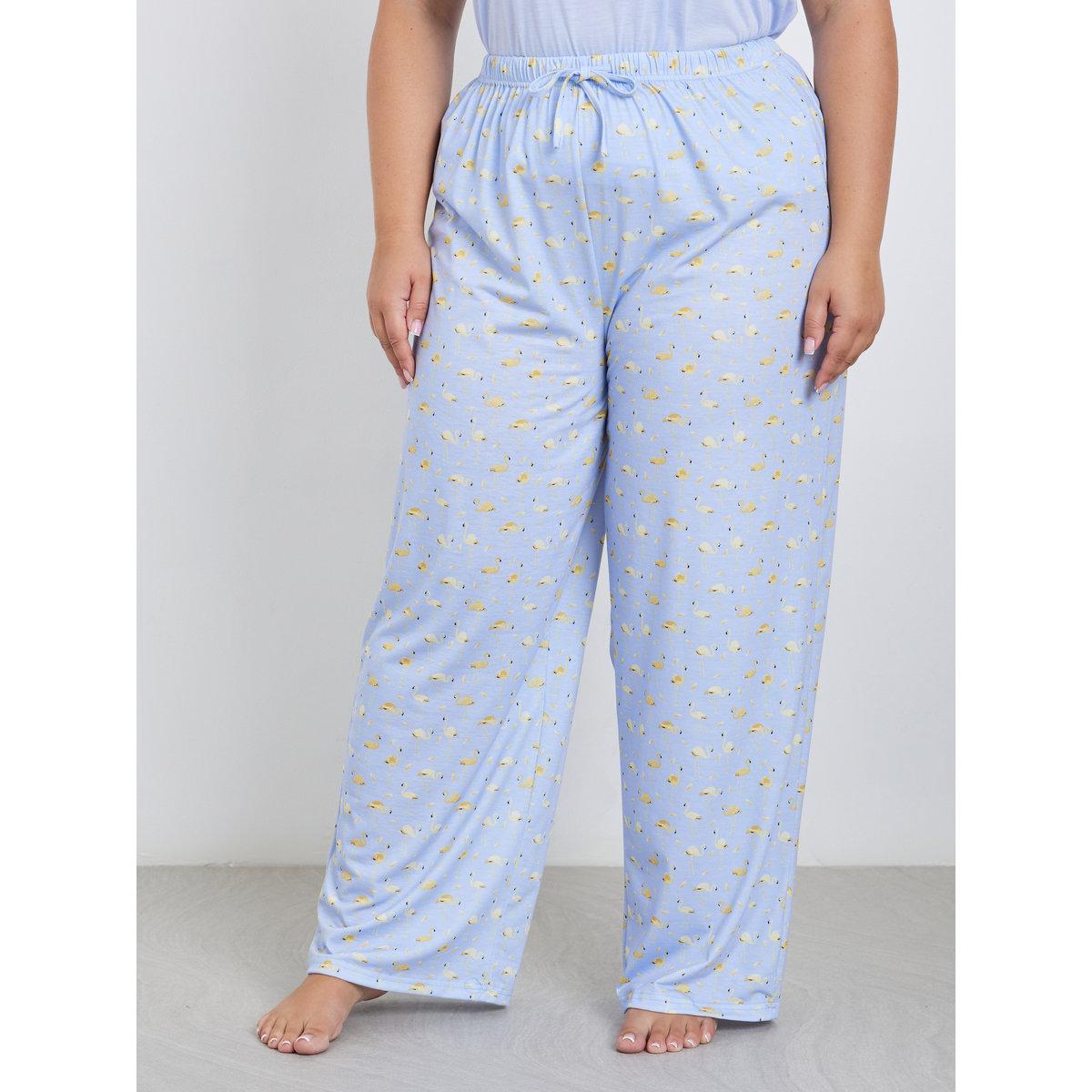 طقم من بنطال بيجاما وتيشيرت كت بمقاس كبير-women-clothing-nightwear-pyjamas-longsets-image-5