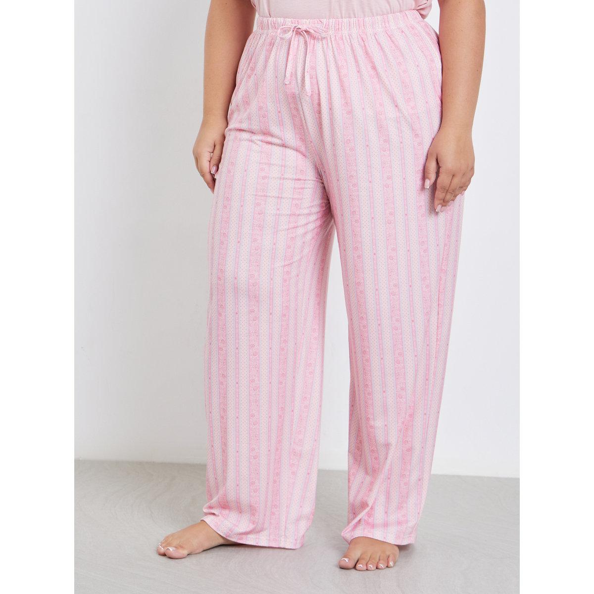 طقم من بنطال بيجاما مخطط وتيشيرت بمقاس كبير-women-clothing-nightwear-pyjamas-longsets-image-5